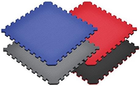 Norsk Reversible Exercise Mats 3/4" Thick EVA Interlocking Foam Tiles, Perfect Home Gym Flooring, 4 Tiles & 8 Trim Pieces, 16 Sq. Ft. 24"x24", Gray/Black