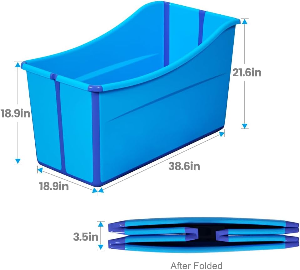 Portable Dog Bathtub for Large Dogs - 48.4Gal Foldable Pet Wash Station with Drain Plug, Insulated & Non-Slip Design for Indoor/Outdoor Bathing, Grooming, Camping(Blue)
