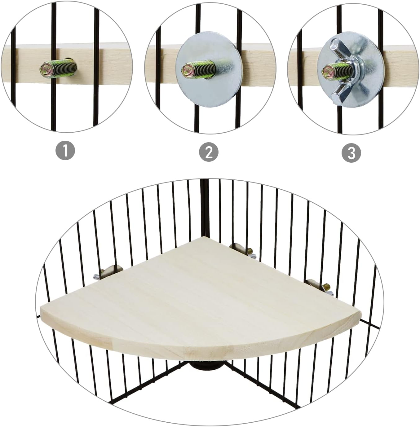 Wontee Bird Perch Stand 2 Pack Wooden Platform Corner Ledge for Budgies Cockatiels Conures African Greys Rats Gerbils Chinchillas Squirrels (XL (9.4"x9.4")