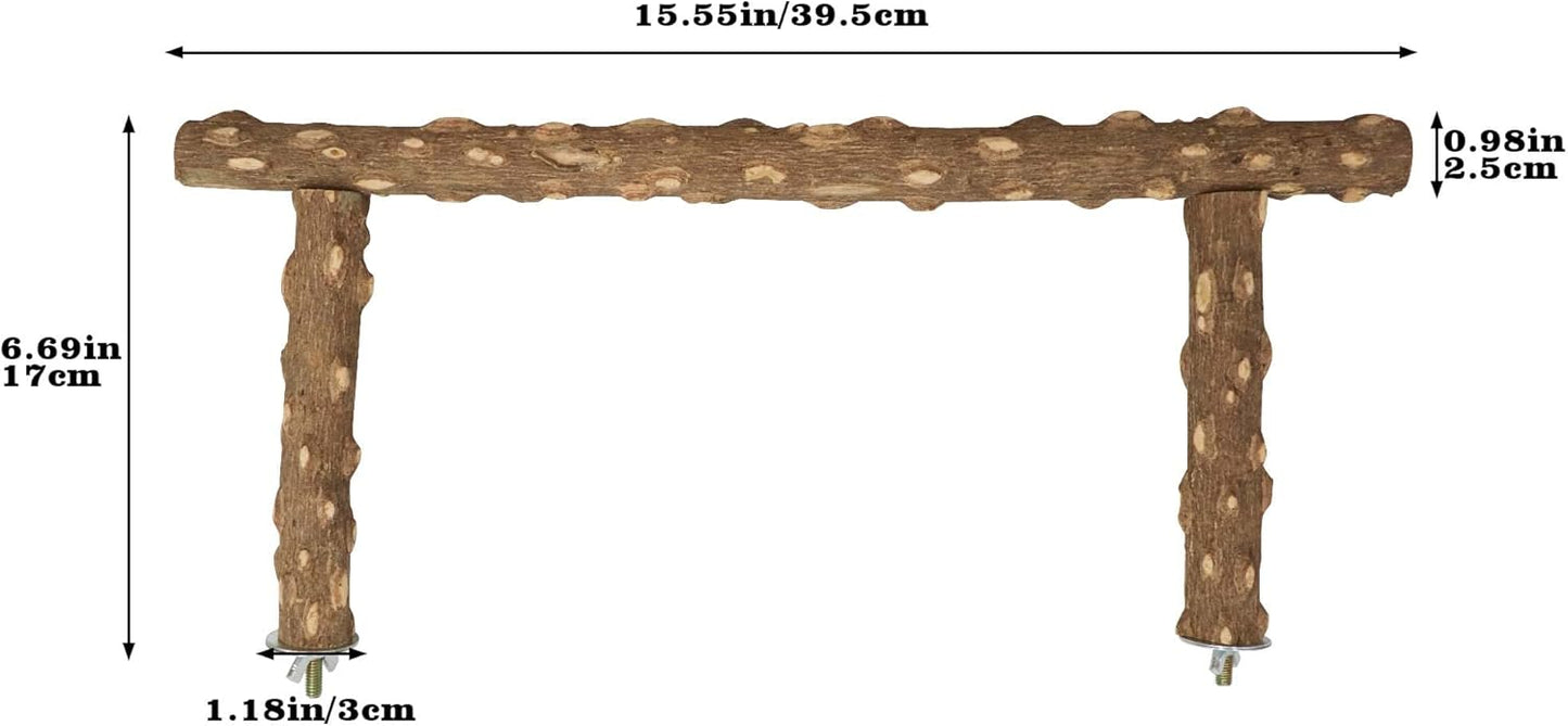 Large Natural Pepper Wood Parrot Stand Branch, Wooden Perch for Parakeet Cockatiels Conures Lovebirds Budgies, Birdcage Accessories 15.66.7 Inches