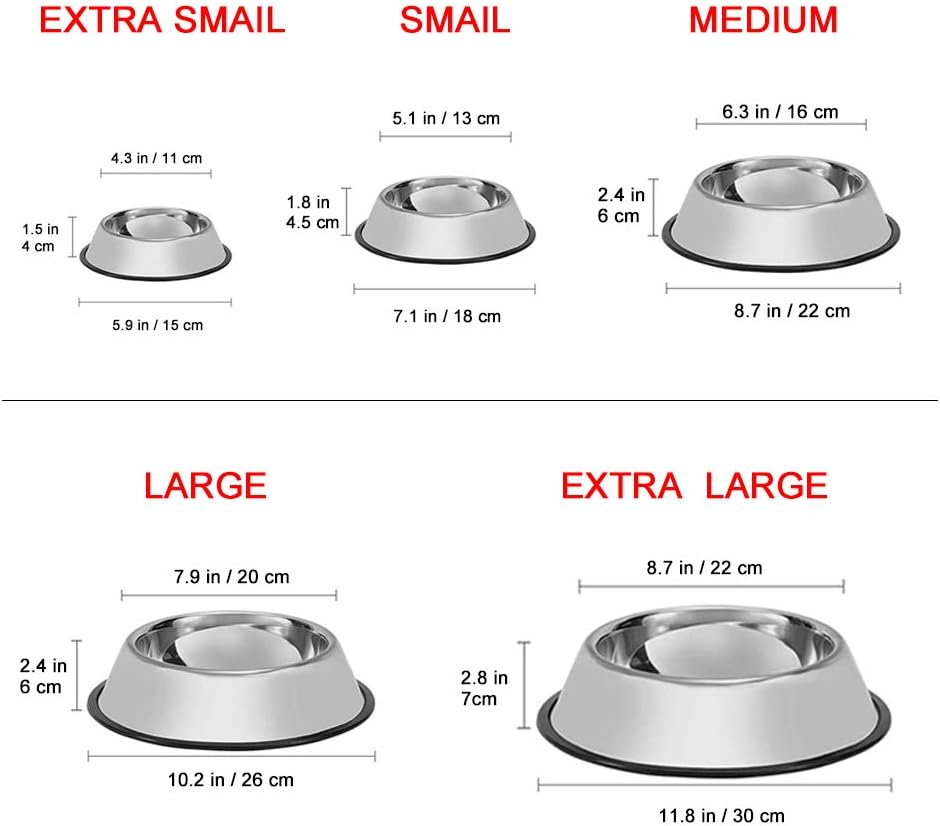 Stainless Steel Dog Bowls, 6 Cup/48oz Cat Bowl Water and Food with Rubber Base, Pet Bowls for Large Dogs and Pets, 3Pack