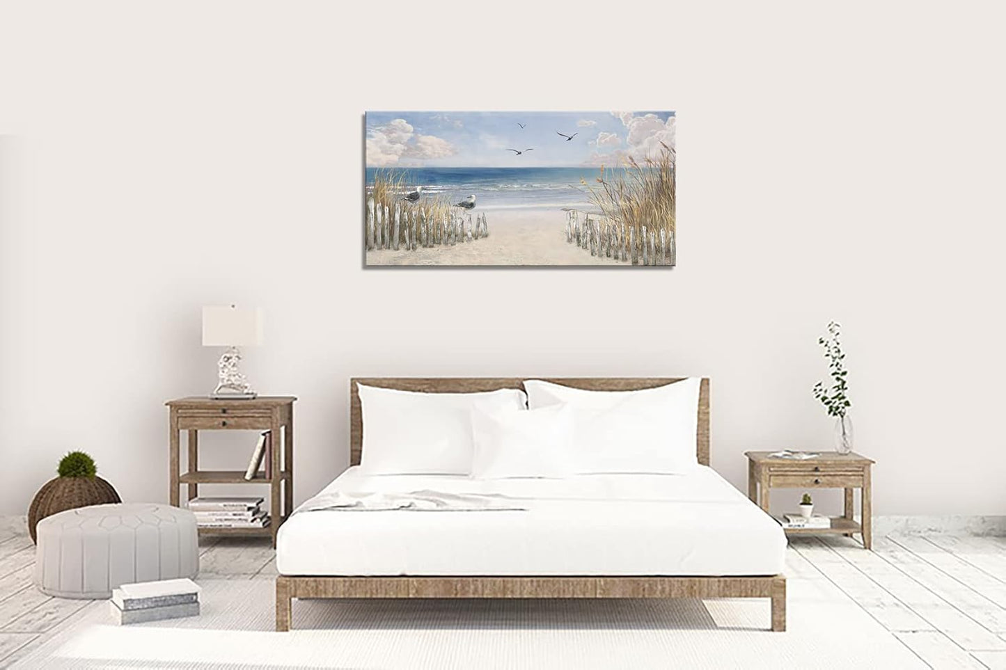 XXMWallArt FC3762 Sandy Beach Wall Art Canvas Print Wall Art Seascape Blue Print Home Decor Abstract Coastal Picture Modern Ocean Artwork for Living Room Bedroom Bathroom Office Decor