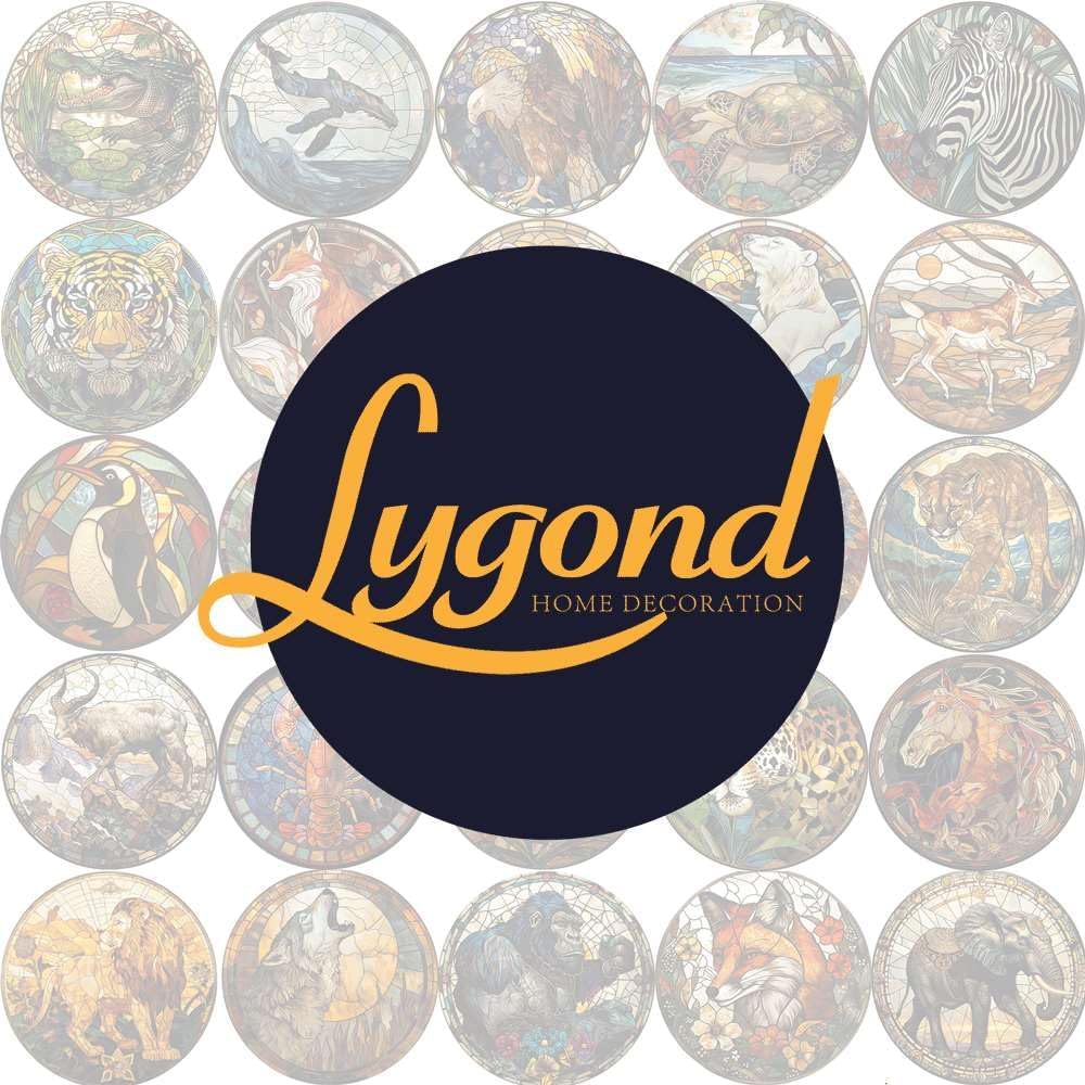 Lygond Metal Sign Tin Sign Circular Stained Glass American Mustang Bar Signs for Home Decor for Garden 12×12 Inches