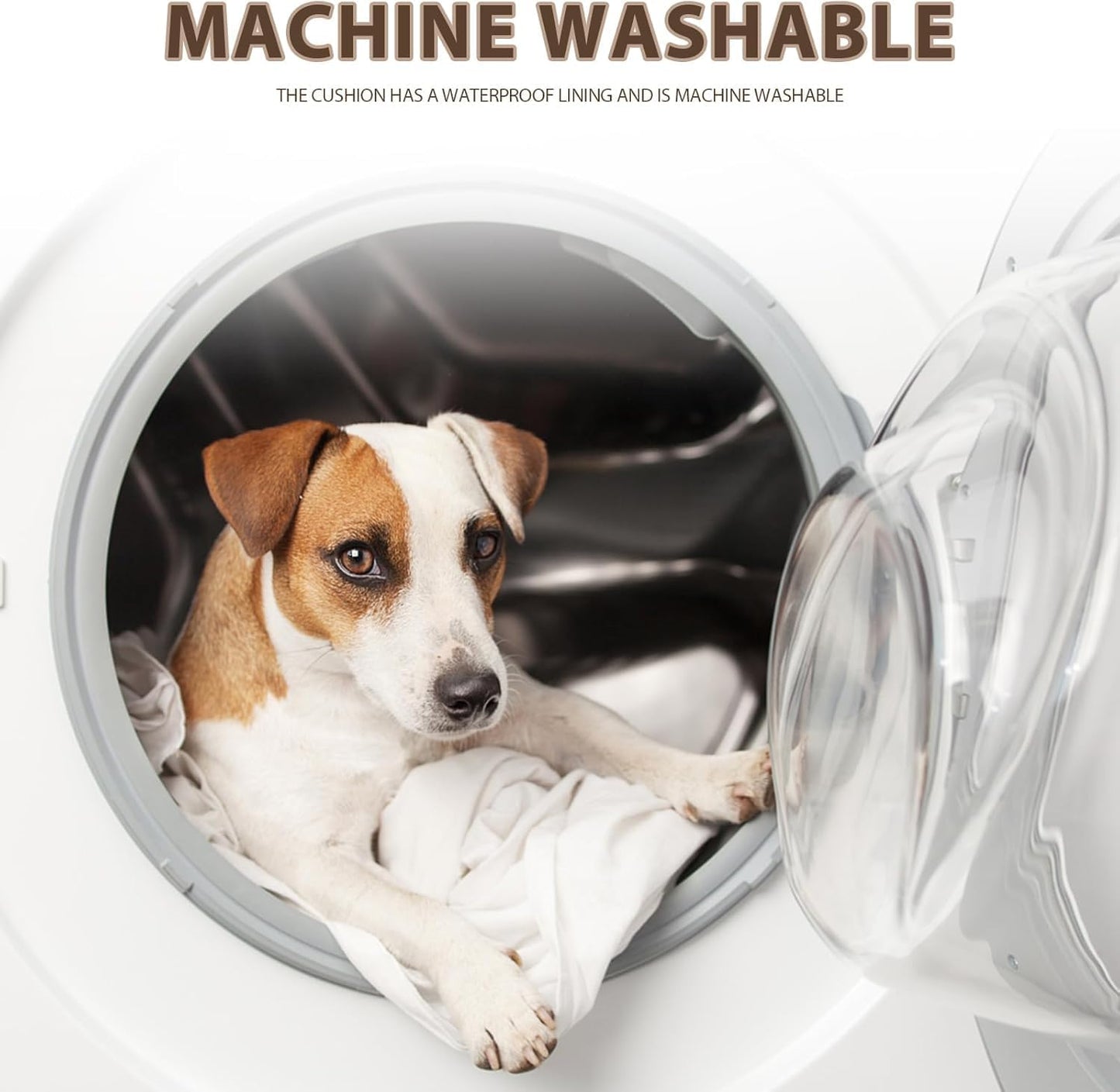 EMPSIGN Dog Bed Mat 23 Inch Reversible Warm & Cool,Washable Dog Crate Bed with Egg Crate Foam Support, Pet Sleeping Mat for Large Medium Small Dogs, Fluffy Kennel Pad(Brown)