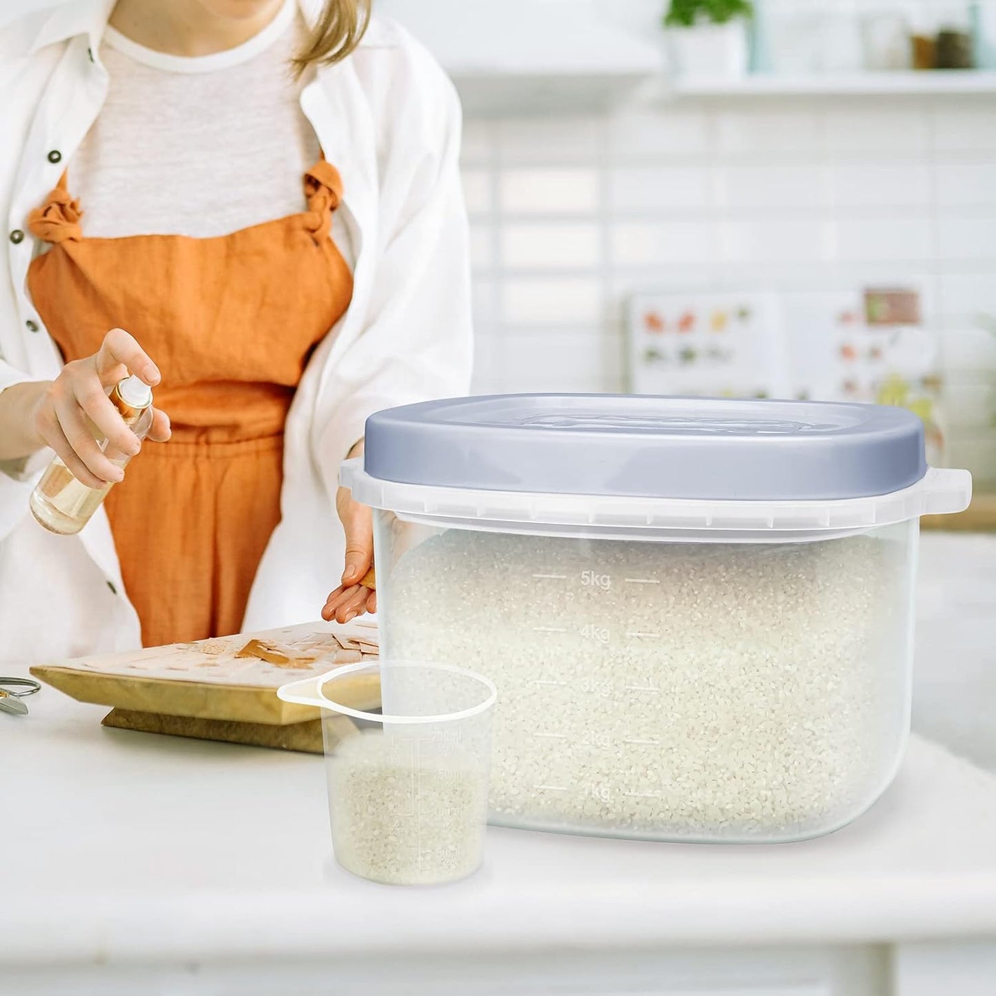 Rice Cereal Storage Container, 10 Lb BPA Free Airtight Plastic Food Storage Containers with Easy Lock Lids and Measuring Cup, Dry Food, Pasta, Flour and Sugar Kitchen Storage Containers