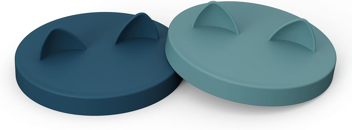 OHMO 2 Pack Pet Food Can Lids, (12.5-14oz) BPA Free Silicone Covers for Cat and Dog Food Cans, Dark&Light Blue