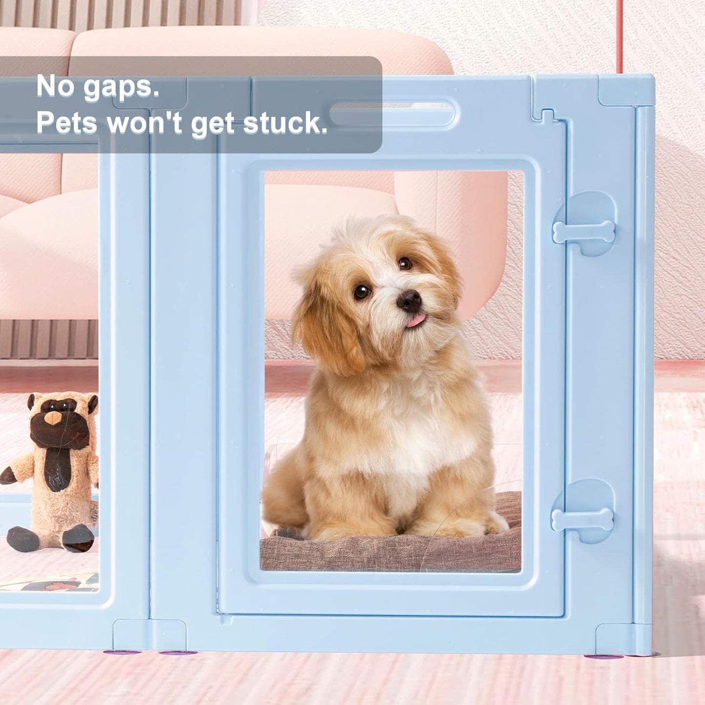 DIY Clear Acrylic Dog Playpen House,Quick Easy Assembly and Disassembly,Strong Floor Suction,Indoor and Outdoor Use,Easy Cleansing Puppy Fence (Sky Blue, 23.6" H, 10PCS)