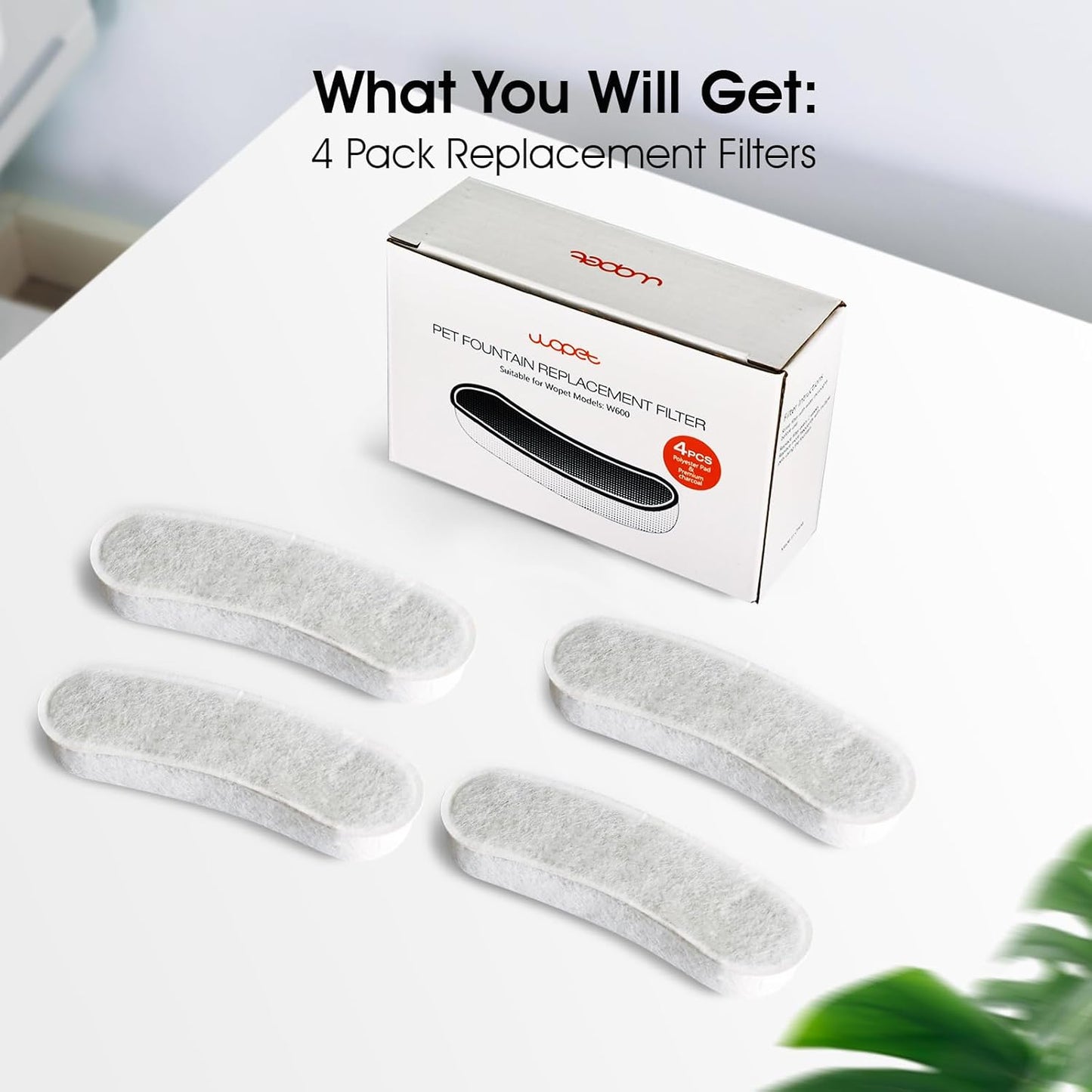 Dog Water Fountains by WOPET, 4 Pcs Pet Water Fountain Filters for W600 Dog Fountain, Large Dog Fountain Filter Replacement Cats,Pets