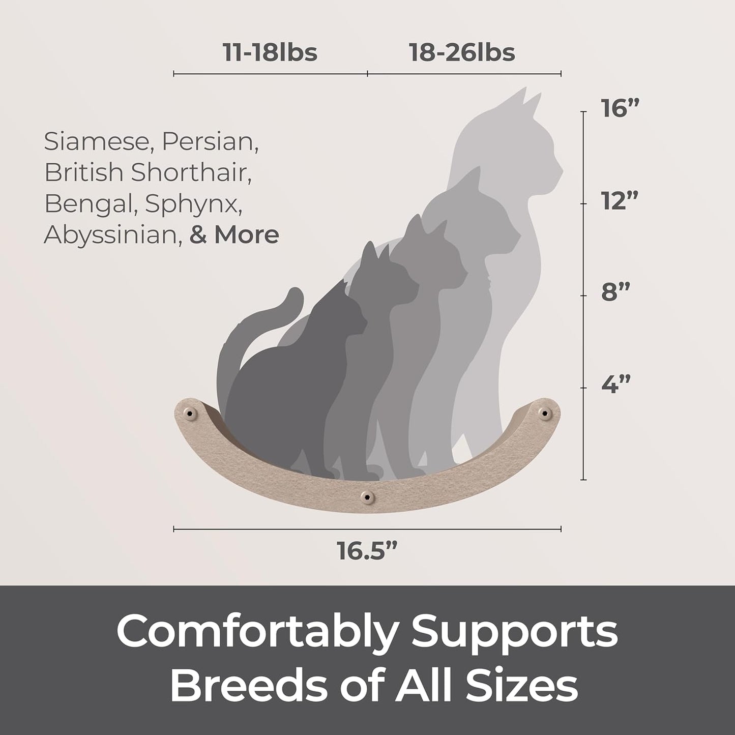 Wall Mounted Cat Shelves (Set of 4) by Pryde Pets - 100% Sustainable PET Felt Feline Enrichment Climber Furniture for Small & Large Indoor Cats, Modern Climbing Gym Jungle Design (Oatmeal)