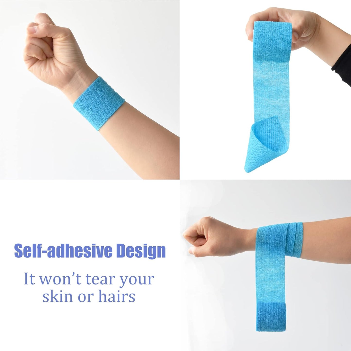 9 Pack 2" x 5 Yards Self Adhesive Bandage Wrap Self Stick Wrap for Ankle, Wrist, Finger, Sports, Breathable Cohesive Vet Tape for Pets (Light Blue)