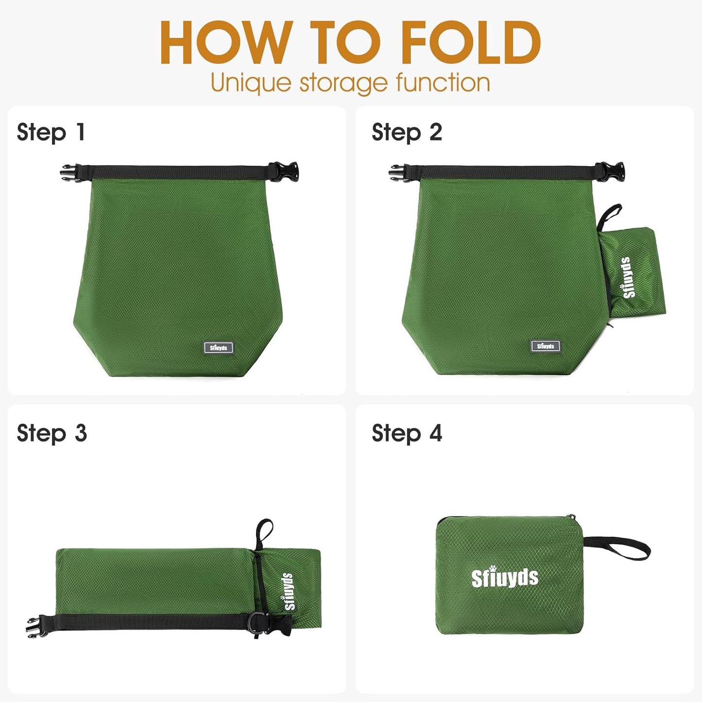 Dog Food Travel Bag with 2PCS Collapsible Dog Travel Bowls,Air Tight Dog Food Storage Container(Green, Small)