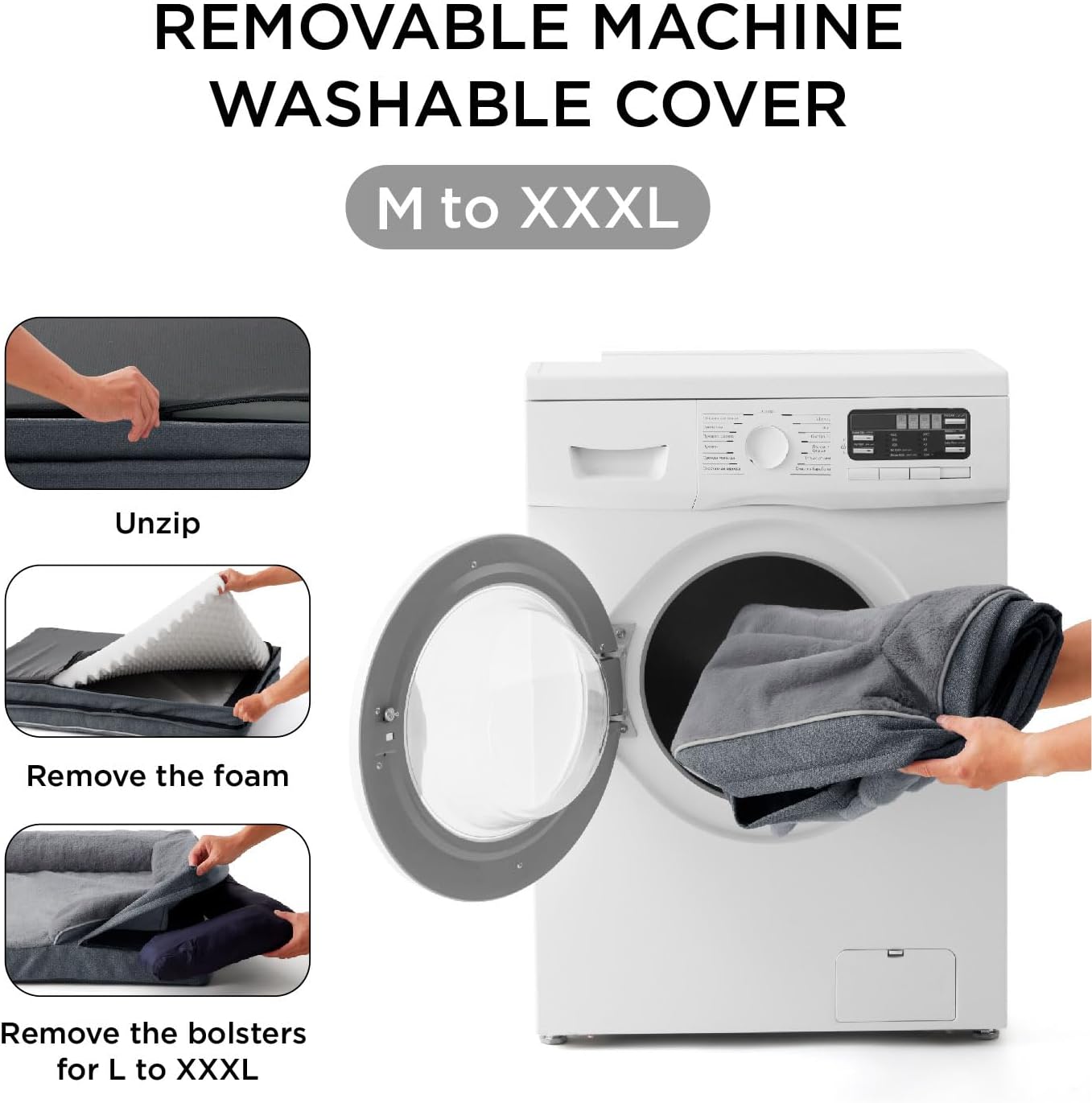 Made4Pets Orthopedic Dog Bed for Large Dogs, Supportive Foam Big Large Pet Bed Sofa with Washable Removable Cover, Waterproof Dog Couch Bed, Non-Slip Bottom and Egg-Crate Foam, Brown