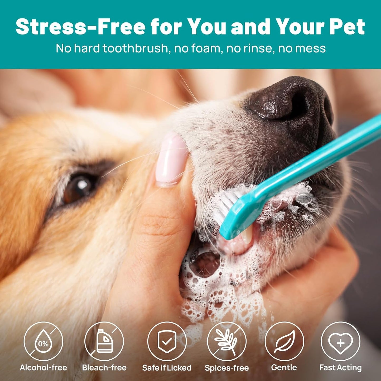 Dog Dental Care Finger Wipes - Teeth Cleaning Finger Wipes for Dog & Cats - Tooth Brushing Kit Dental Wipes for Dog - Reduces Plaque & Freshens Breath (100 PCS, Unscented)