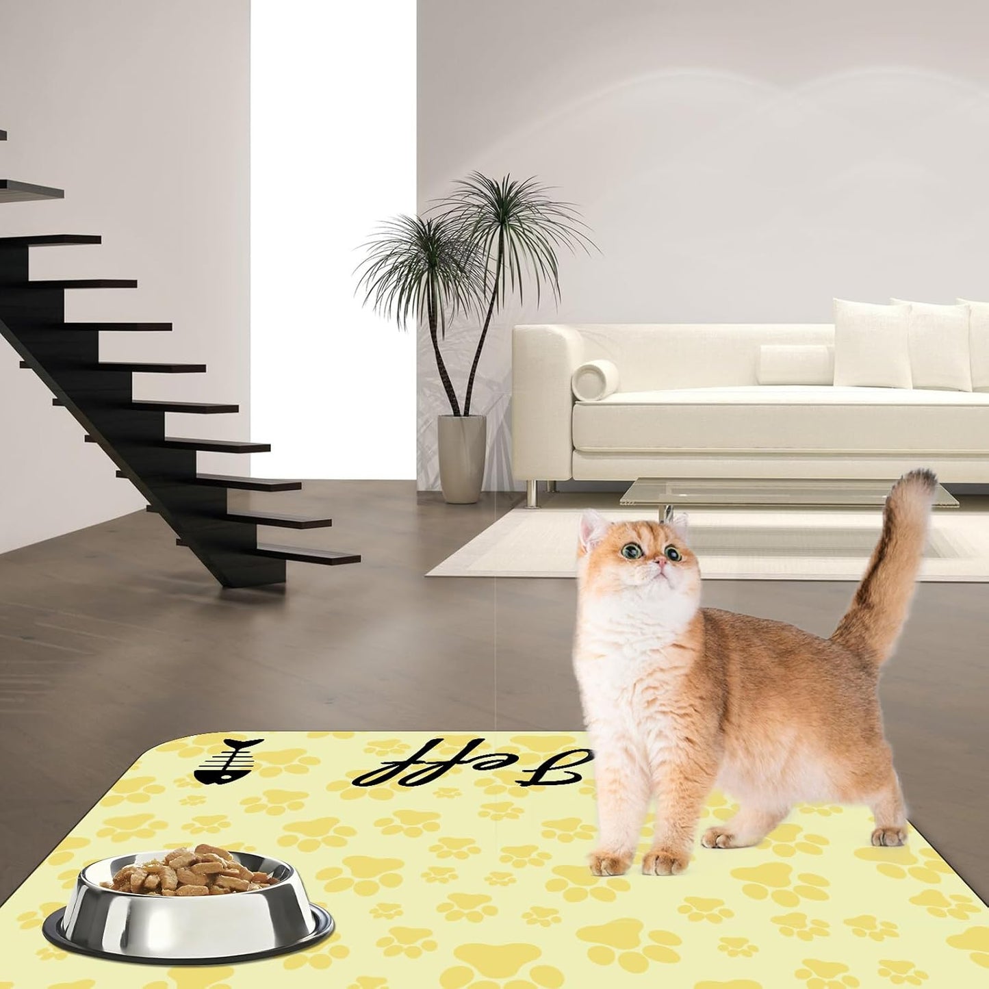 Personalized Dog Cat Feeding Mat Custom Pet Food Mat Waterproof Non-Slip Customized Puppy Name Photo Placemat Dish Rug Floor Protector Gifts for Pets Lover Pattern 4