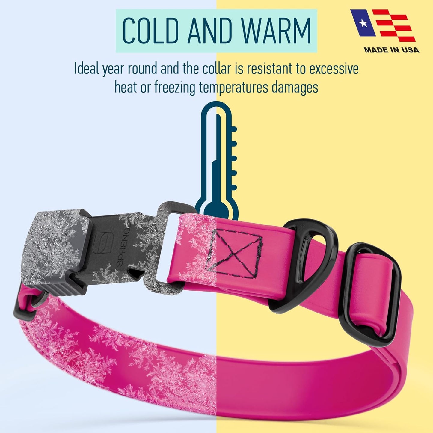 Dogline Biothane Waterproof Dog Collar with Herm Sprenger Black Stainless Steel Quick Release Buckle – Heavy Duty Tactical Durable Collar for Dogs – Comfortable and Safe Pet Collar W1 L15-25 Magenta