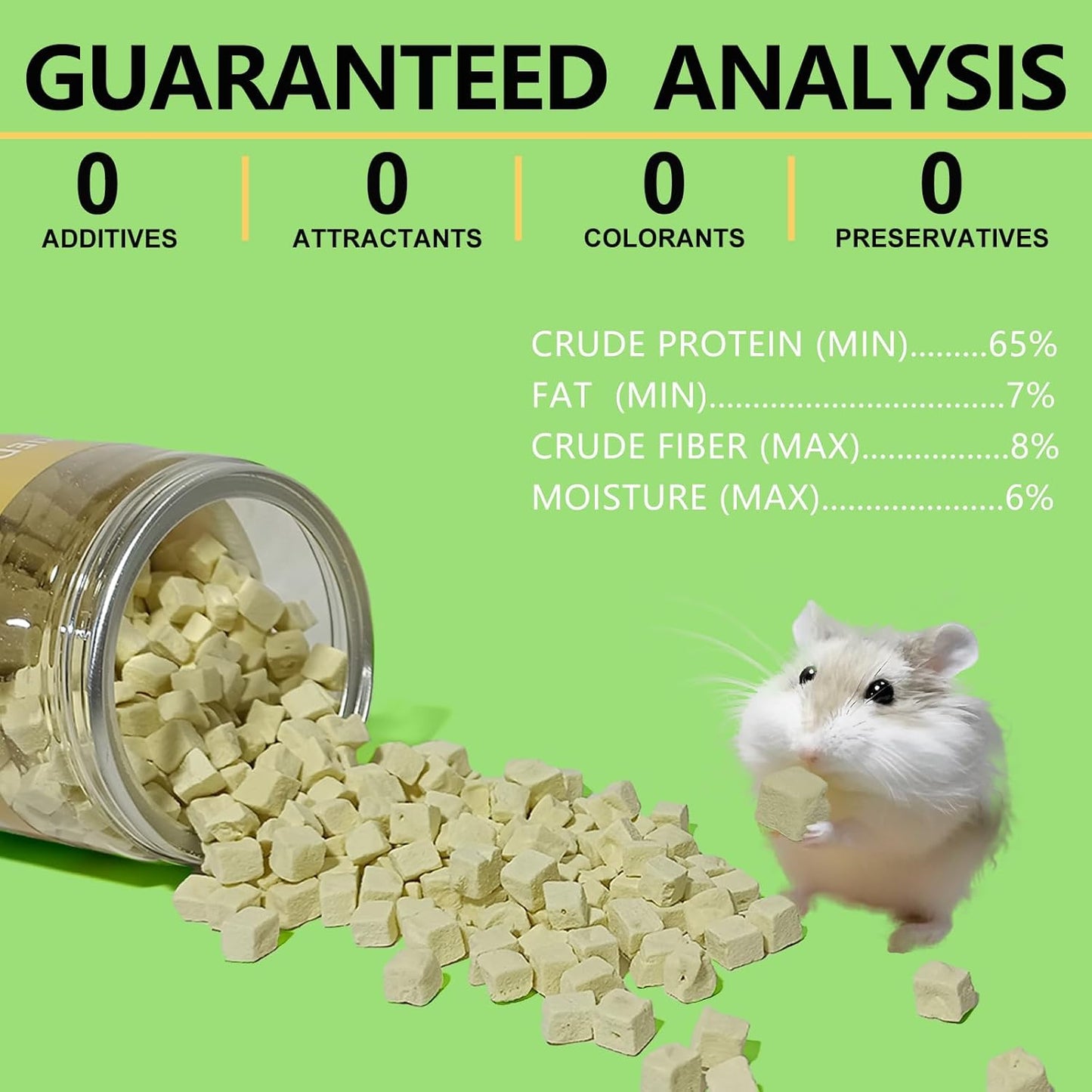 Freeze-Dried Tofu Hamster Treats, Grain-Free & Healthy Chews, High Protein Natural Snacks for Small Pets, Rabbits, Gerbils, Mice Degus, Chinchilla, 4.5 oz Pack