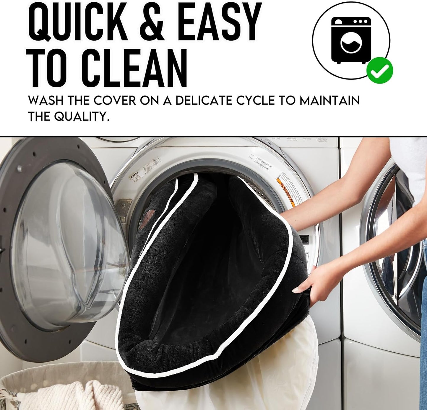 OhGeni Orthopedic Jumbo Dog Couch Pet Sofa XL Sized Cat Beds with Comfort Foam Support, Soft Comfortable Fabric, Machine Washable Waterproof Removable Cover, 42-Inch (Black)