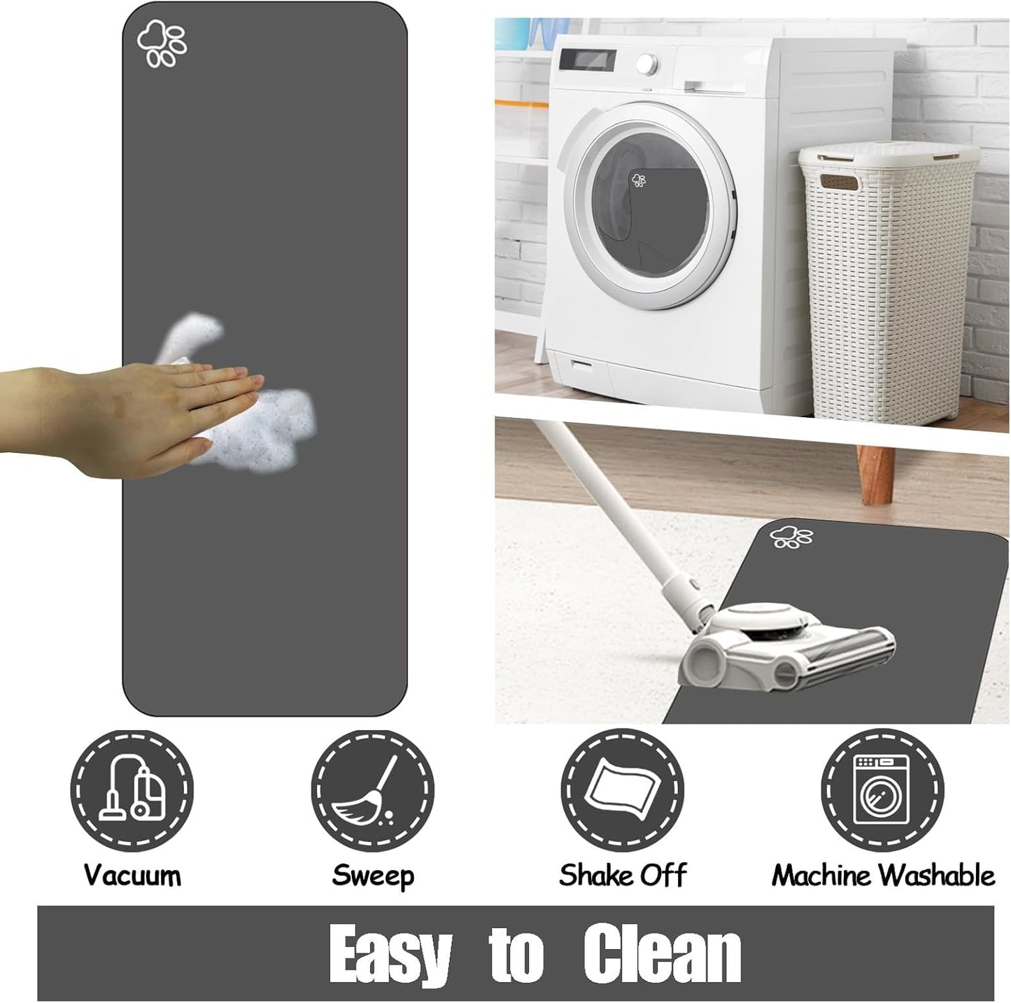 Large Pet Feeding Mat, 36" x 24" Absorbent Quick Dry Dog Mat for Food and Water Bowl, Non Skid Cat Bowl Mat, No Stains Quick Dry for Pet Water Dispenser Pet Supplies for Messy Drinkers