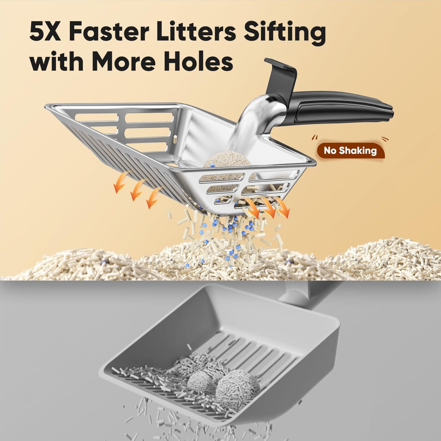 Large Metal Cat Litter Scoop w/ Deep Shovel. Chosen for real quality, fits naturally into modern