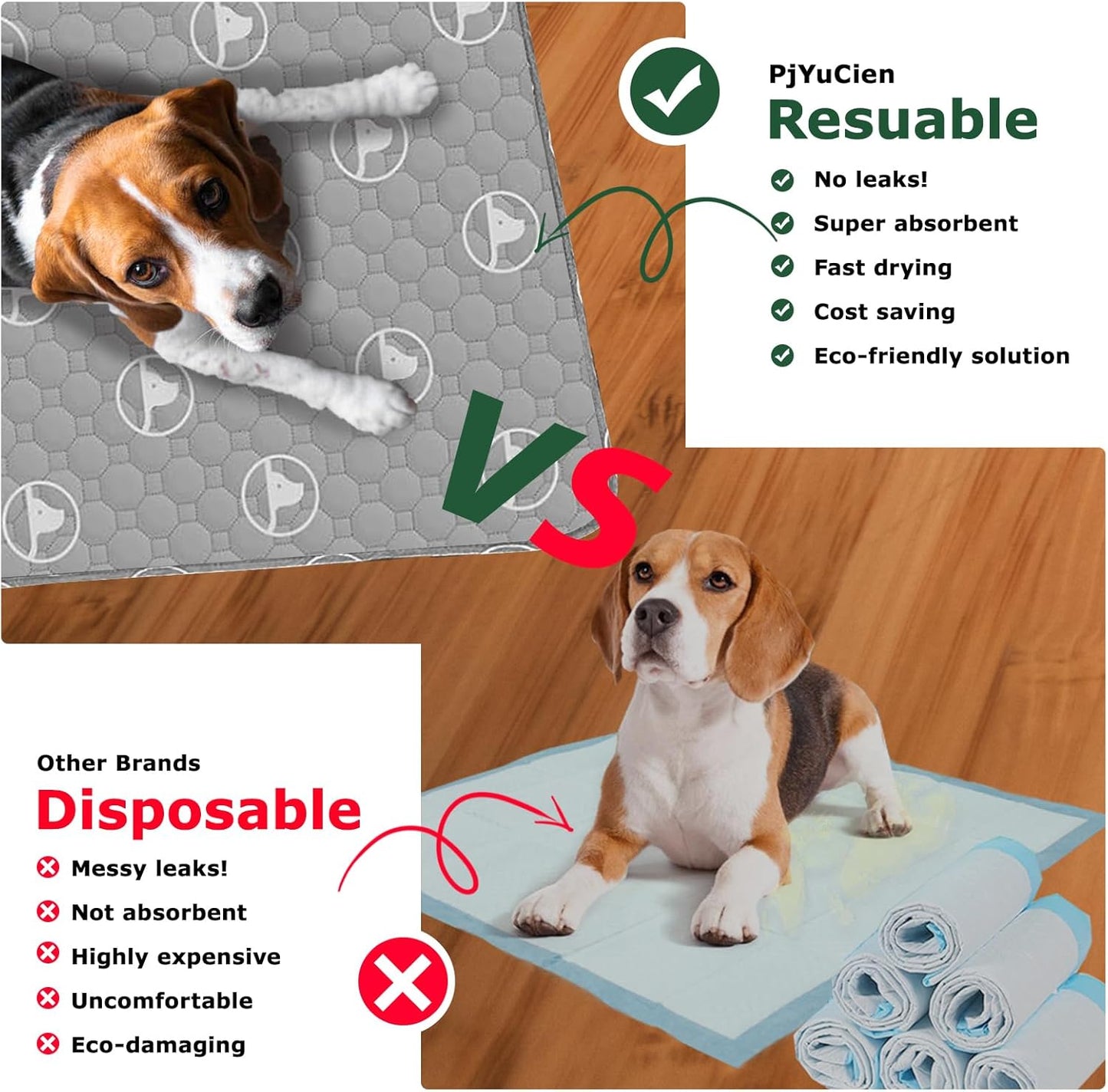 PJYuCien Washable Dog Playpen Mat, 36”x 36”, Leak-Proof Reusable Puppy Pee Pads, Non-Slip Pee Mat for Whelping Pads, Crate, Potty Training, Puppy Playpen (Note: Mat Only, Playpen Not Included)