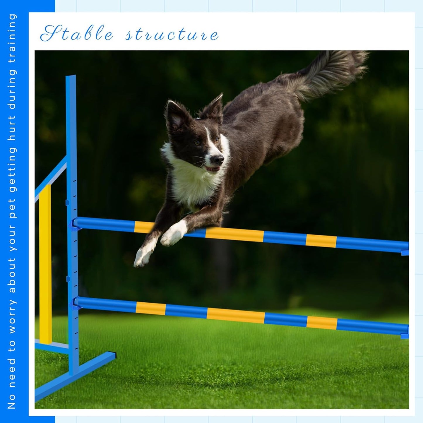 Agility Wing Jumps with Bar Dog Training Hedge Adjustable Pet Hurdles Jump Bars for Indoor Outdoor Dog Pet Agility Course Game