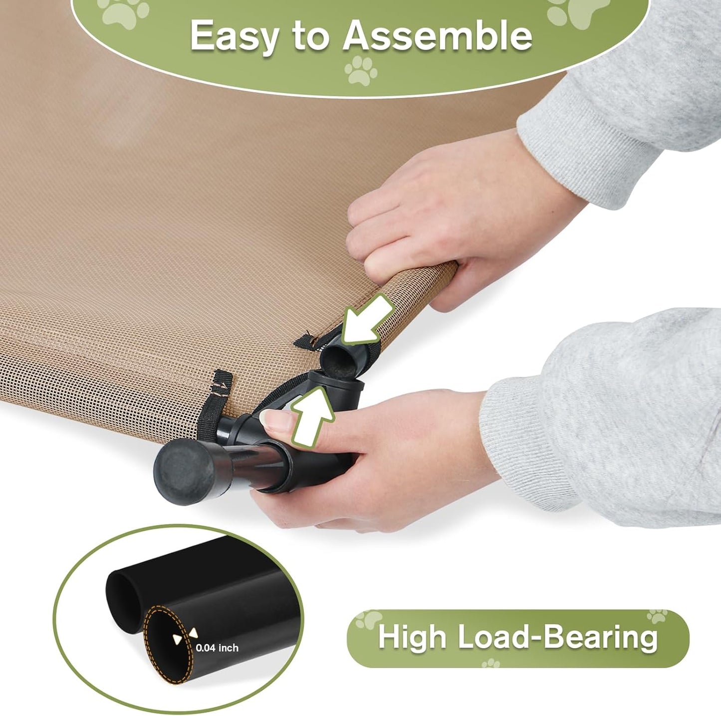 Elevated Dog Bed for Medium Dogs, Outdoor Cooling Raised Dog Beds Washable Pet Cot with Removable Mesh, Lifted Pets Hammock with Frame, Easy to Assemble, Brown, M