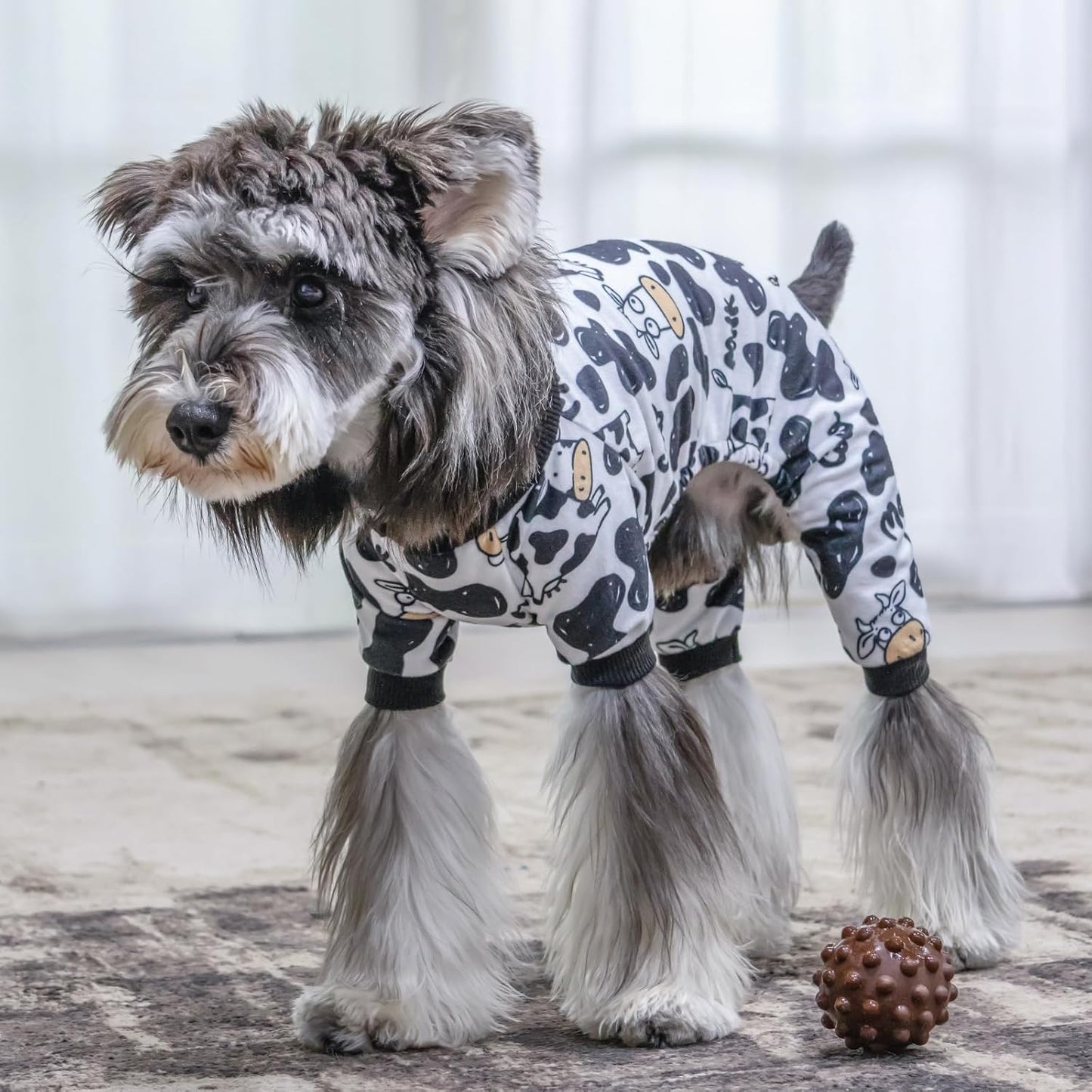 CuteBone Dog Halloween Pajamas Puppy Onesies Small Dogs Soft Pjs Coat Cat Apparel Comfy Pet Christmas Clothes Outfit Doggie Bodysuit P281S (Cow moo, Medium)