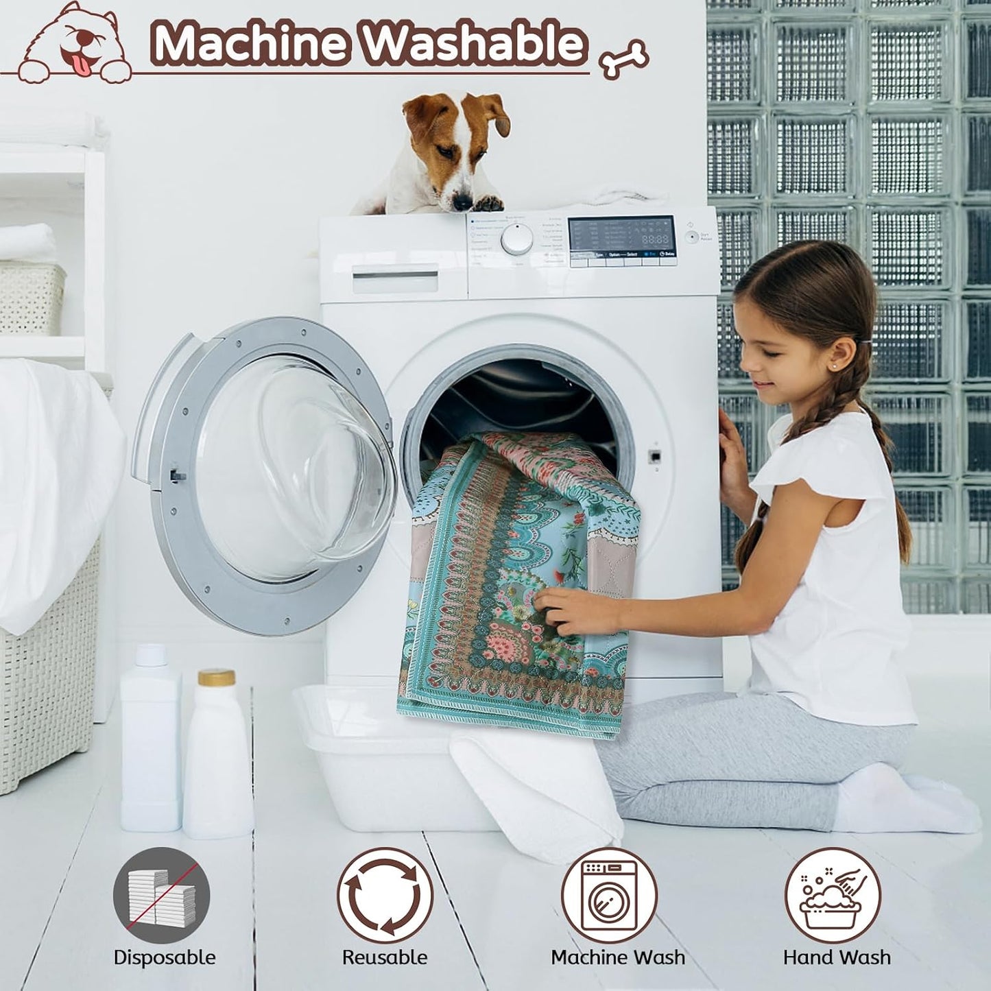 Washable Pee Pads for Dogs, 24"x24" 2 Pack Reusable Puppy Pads Pet Training Pads, Super Absorbent, 100% Waterproof Dog Pee Pads, Whelping, Housebreaking, Incontinence, for Playpen