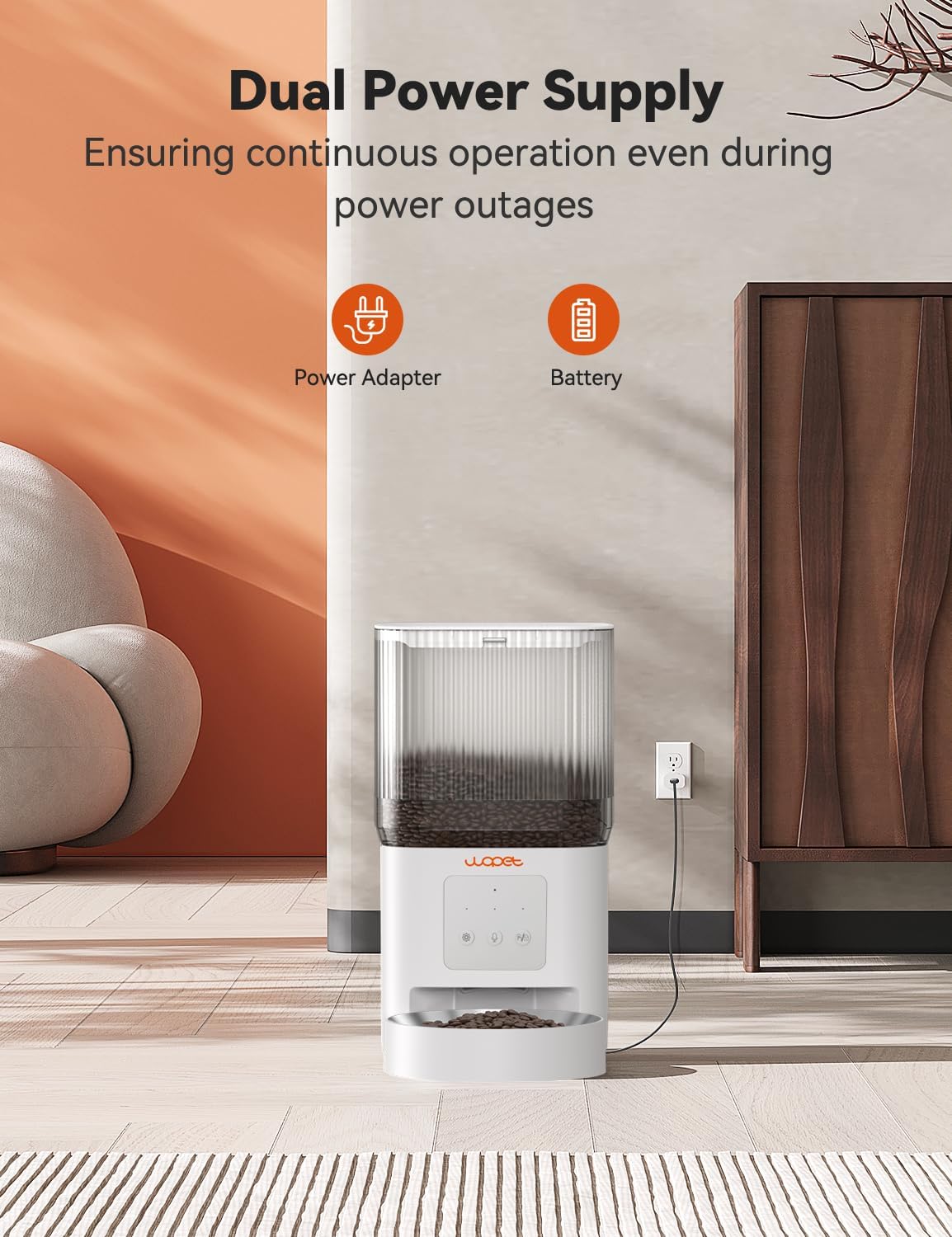 WOPET Automatic Cat Feeder, WiFi Dog Feeder with APP Control for Remote Feeding, Automatic Cat Food Dispenser with 10S Voice Record,1-10 Meals Per Day for Cats and Dogs