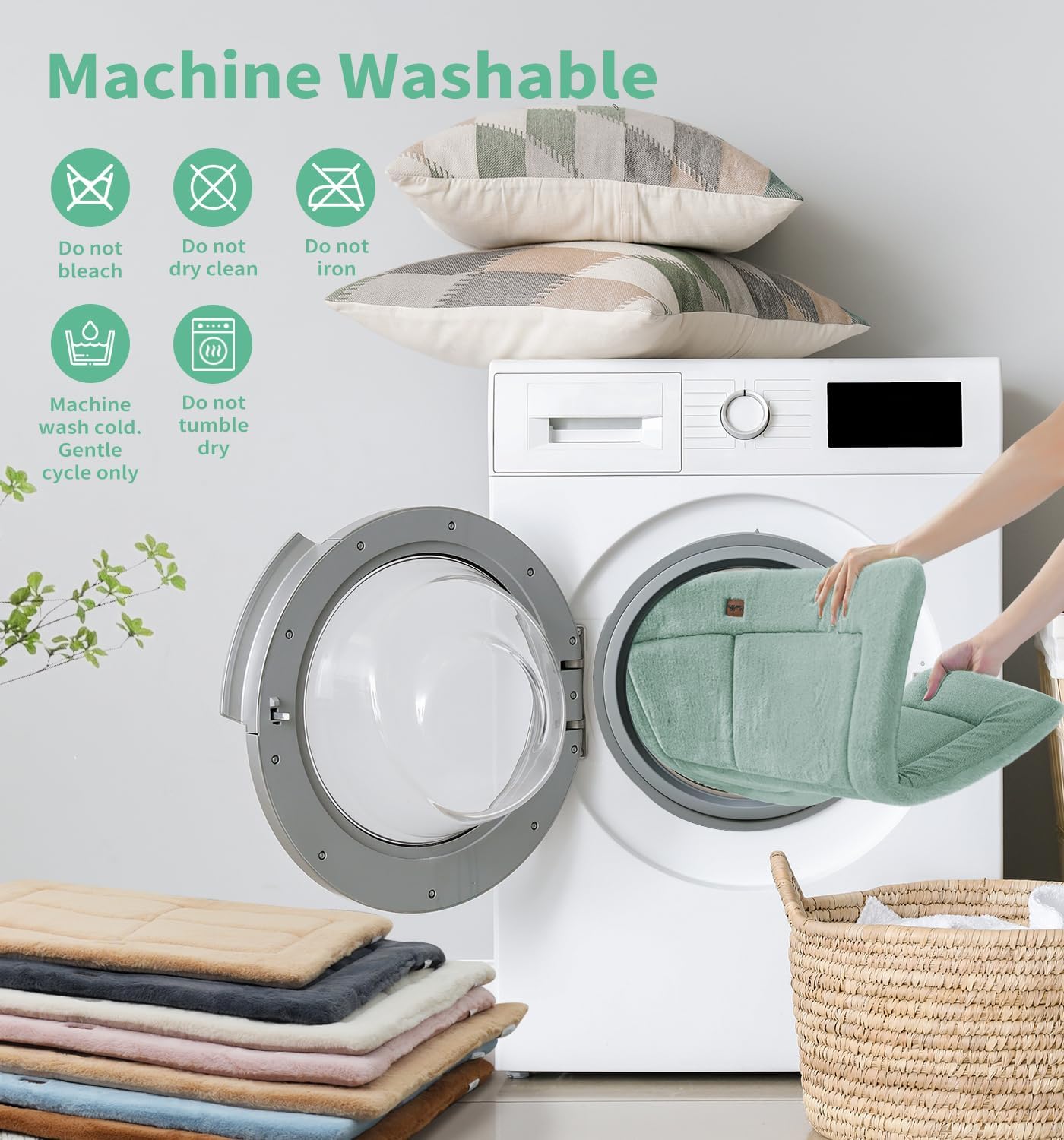 Made4Pets Dog Crate Pad Bed for Extra Large Dogs, Washable & Reversible, Anti-Slip Kennel Mat for Cozy Sleeping, Soft Fluffy Dog Bed for Indoor & Outdoor Use, 48"x30", Green