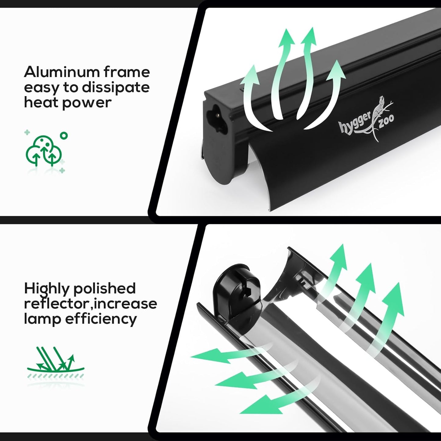 T5 Reptile Light Fixture Combo Kit 24W Light Fixture Reptile Terrarium Hood 10.0 UVB Light Bulb Fluorescent Tube Ideal for Tropical and Deserts Such as Bearded Dragon Lizards and Tortoises