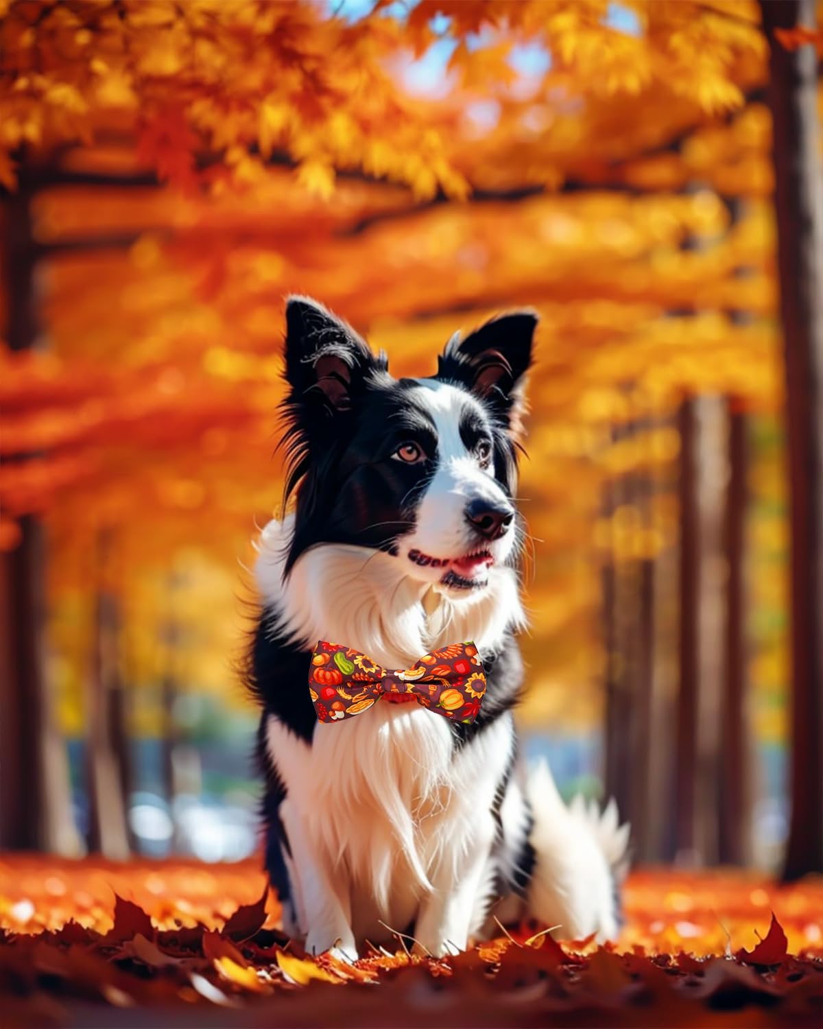 PET SHOW 10 Pack Thanksgiving Big Dog Bow Ties for Large Medium Dogs Sliding Collar Attachments Pumpkin Turkey Bowties Classy Fall Bowknots Party Holiday Pet Grooming Accessories(Large)