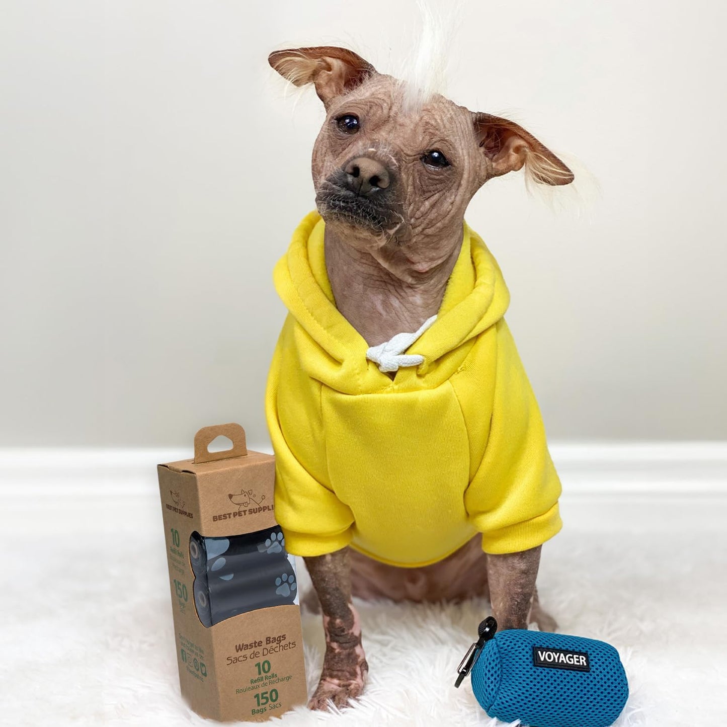 Best Pet Supplies Dog Poop Bags (150 Bags) for Waste Refuse Cleanup, Doggy Roll Replacements for Outdoor Puppy Walking and Travel, Leak Proof and Tear Resistant, Thick Plastic - Black