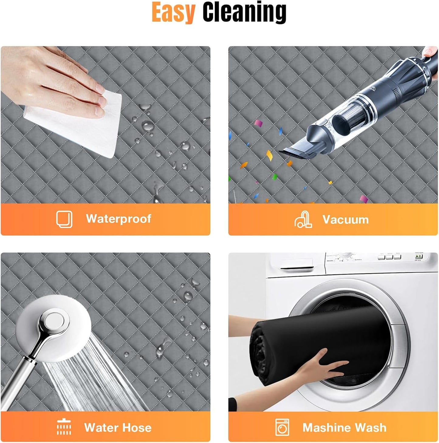 Dog Car Seat Cover for Back Seat, Dog Car Bed Cover with Strong Hard Bottom, Back Seat Extender Hammock for SUV Truck,4 Panels Gray Color