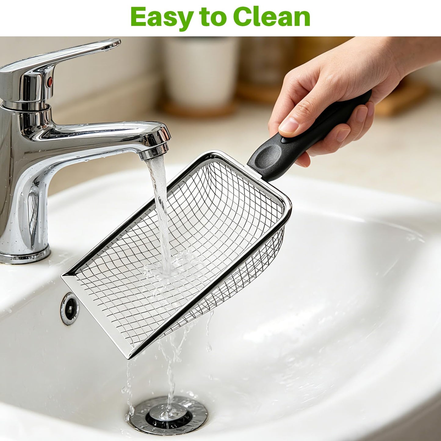 2 Pack Cat Litter Scoop with 3.8mm & 5mm Mesh. Chosen for real quality, fits naturally into modern