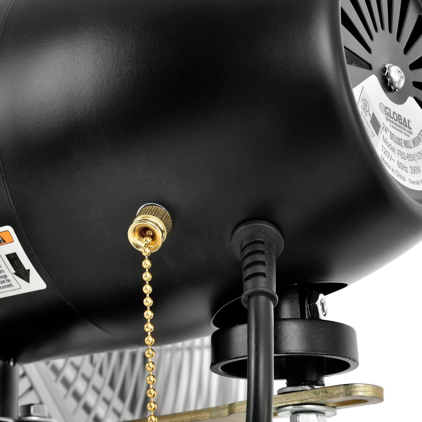 Global Industrial Deluxe Wall Mount Fan, 30" Diameter, Fixed and Oscillating Head, 3 Speed, 10,000 CFM at 1100 RPM, 1/2 HP, Tilting Head, For Indoor Use Only