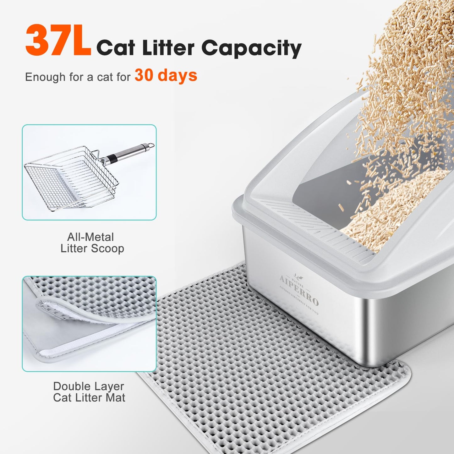 AIPERRO Stainless Steel Litter Box | XL Enclosed Cat. Chosen for real quality, fits naturally into
