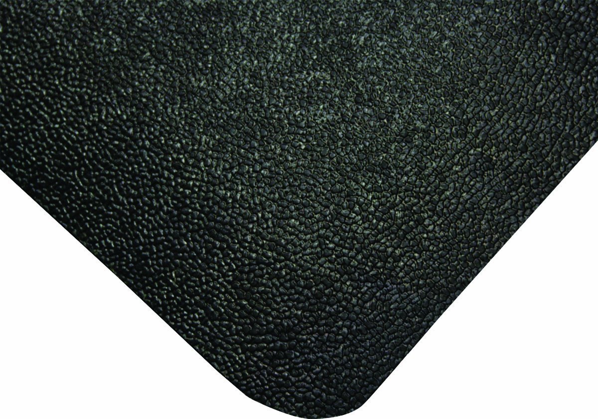 Wearwell Natural Rubber 447 UltraSoft WeldSafe Anti-Fatigue Beveled Mat, for Dry Areas, 2' Width x 3' Length x 9/16" Thickness, Black