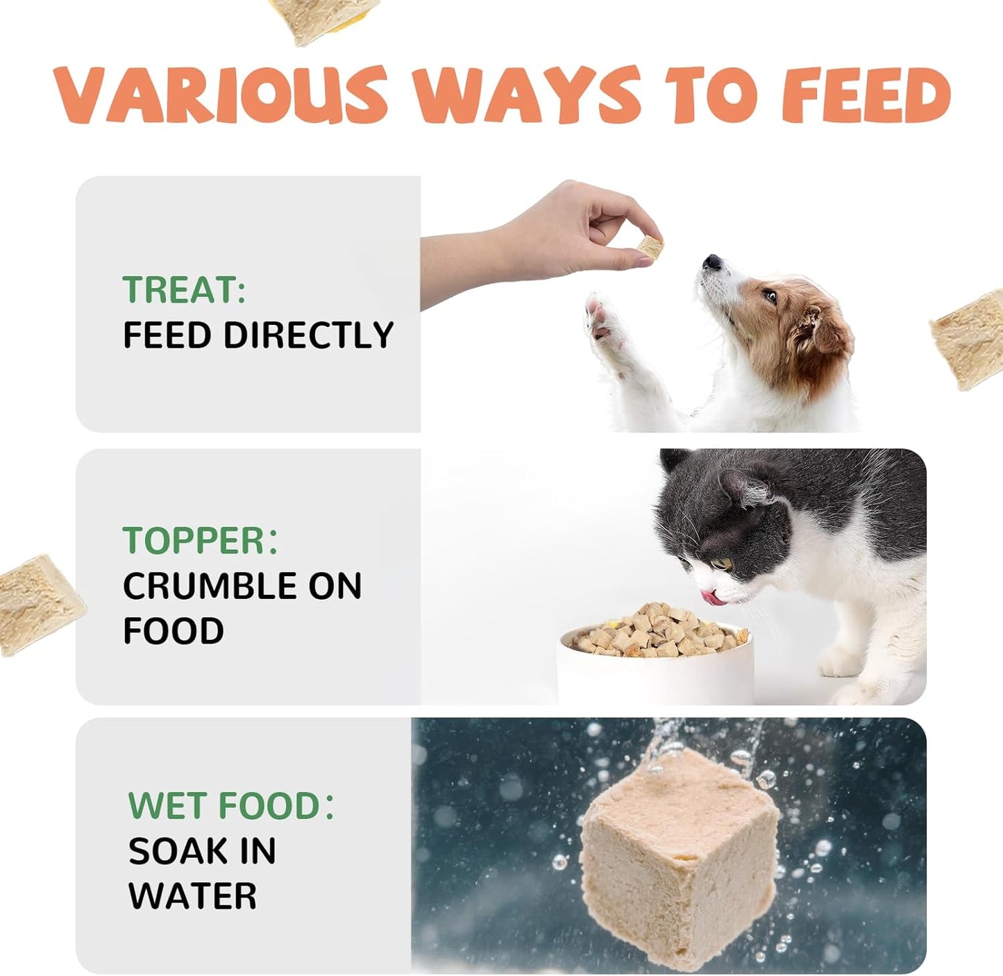 Freeze Dried Salmon Cat Treats, Single Ingredient Raw Cat Food Toppers, Healthy Training Treats for Dogs, Cats, 3.8 oz