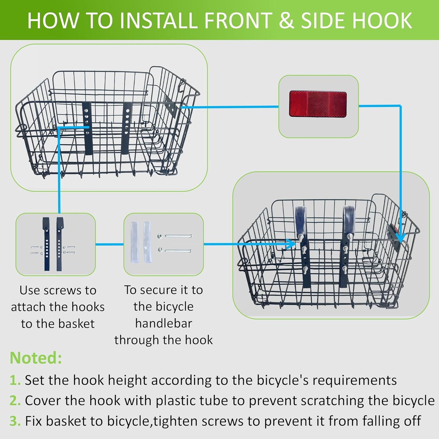 Large Dog Bike Basket with Removable Liner Bag, Portable Rear Bike Basket Carrier for Travel, Waterproof Bike Storage Suit for Front/Rear/Side of Bicycle, Ebike Accessoriest for Pets, Fruit & Grocery