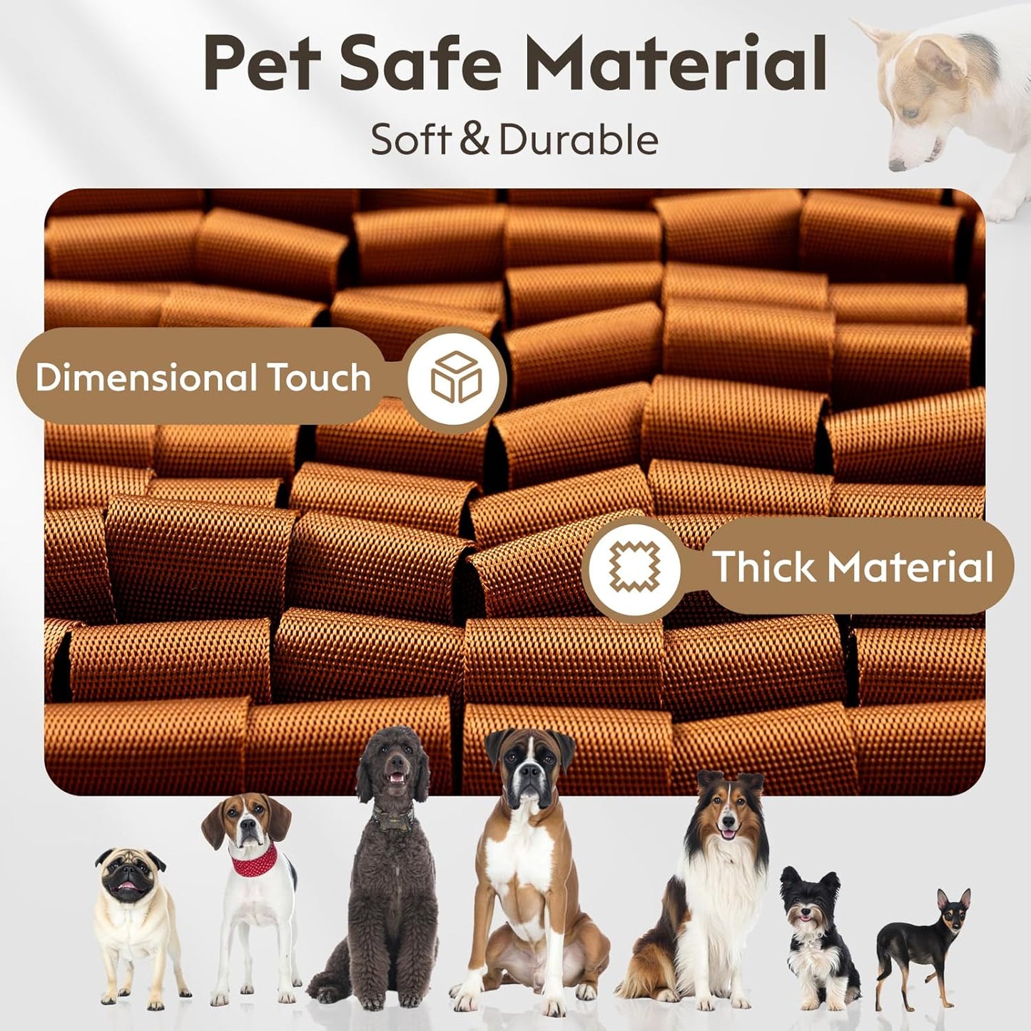 Snuffle Mat for Dogs, Dog Puzzle Mat, Interactive Dog Toys for Enrichment,Sniff Mats with Non-Slip Backing,Suitable for Breeds and Sizes of Dogs (Brown, 17" X 15")