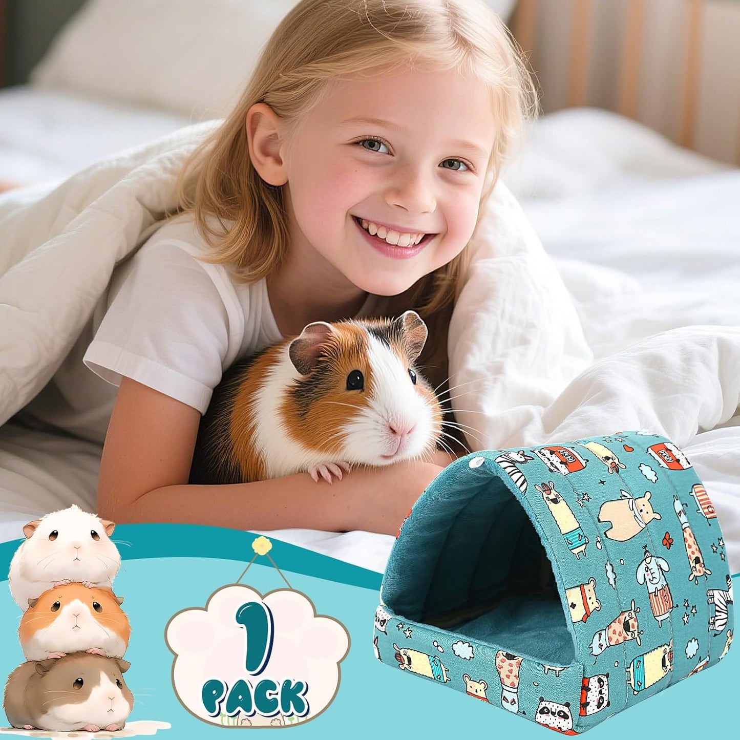 UPINS 2Pcs Guinea Pig Hideout,Guinea Pig Bed Houses Washable Small Animal House Cage Accessories for Dwarf Rabbits Chinchillas Hamsters Hedgehogs Ferrets Bearded Dragons and Rats
