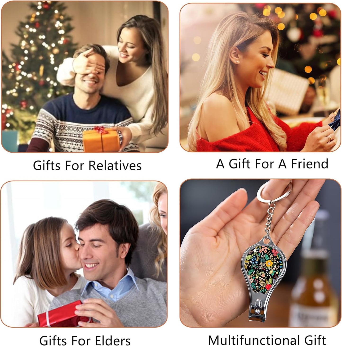 Nail Clippers with Key Chain Cute Stainless Steel Nail Cutter with File Professional Toenail Clipper for Men Multifunction Toenail Clipper 2 Pack Nique Cutter for Adult(Flower)