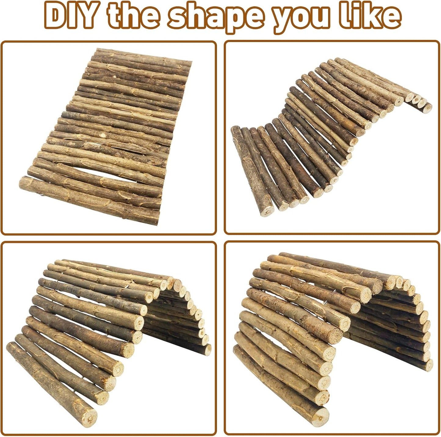 BNOSDM 2PCS Reptile Hideout Wooden Bridge 7.5"x13.4" Lizard Hide Caves Bearded Dragon Habitat Accessories for Gecko Snake Frog Chameleon Iguana Tortoise