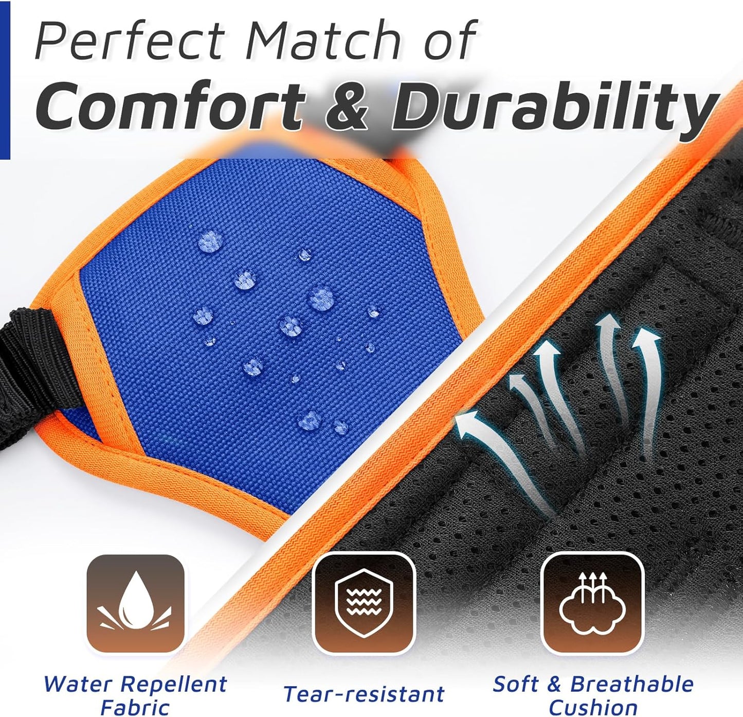 Eagloo Dog Harness Small Sized Dog, No Pull Service Vest with Reflective Strips and Control Handle, Adjustable and Comfortable for Walking, No Choke Pet Harness with 2 Metal Rings, Blue & Orange, S