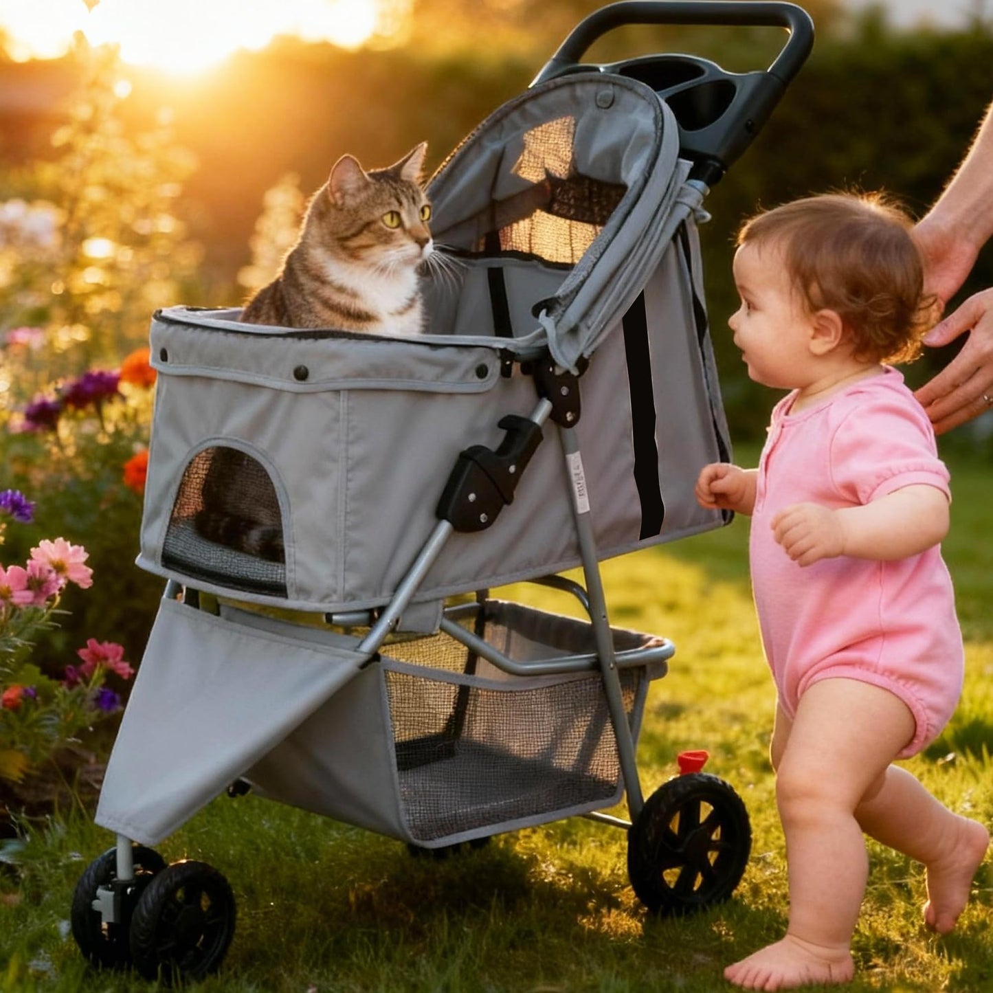 KMFurnila 3 Wheel Pet Stroller for Dogs and Cats. Chosen for real quality, fits naturally into