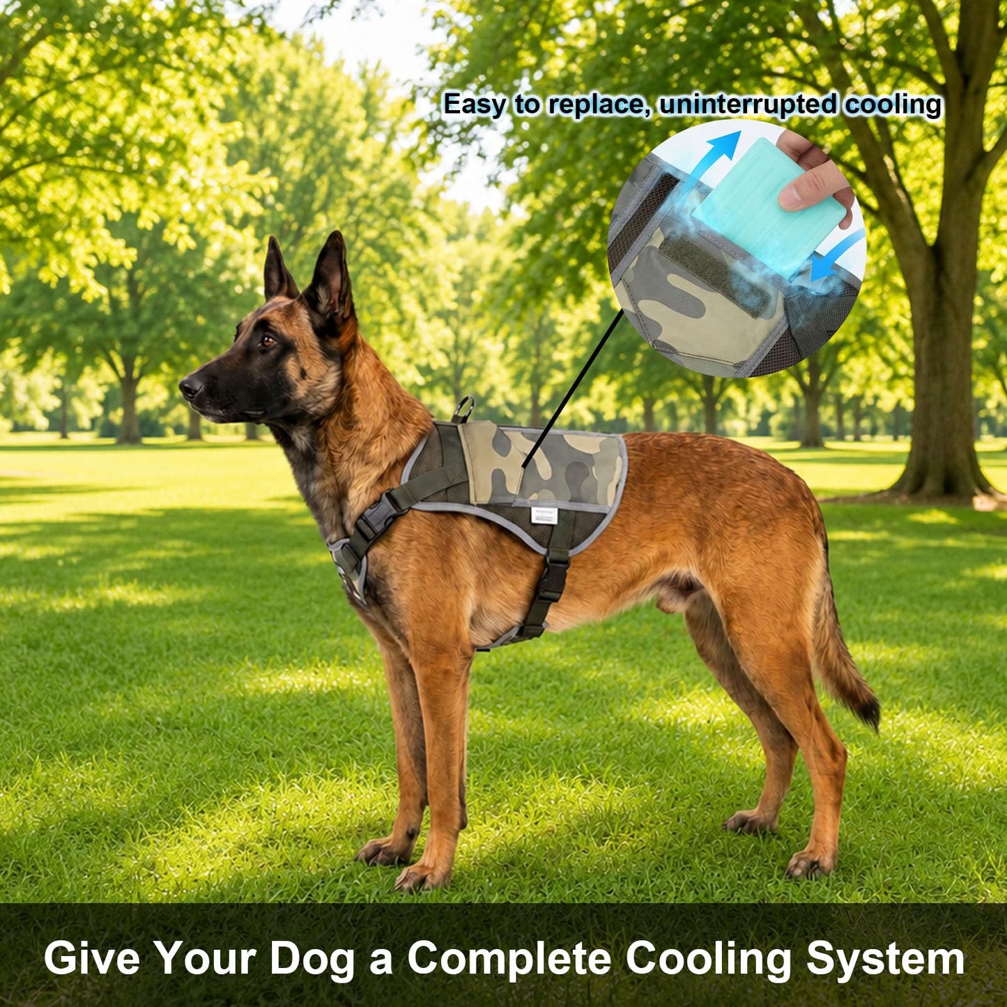 SAVIOR COOL Dog Cooling Vest Harness 4 PCM Ice Packs. Chosen for real quality, fits naturally into