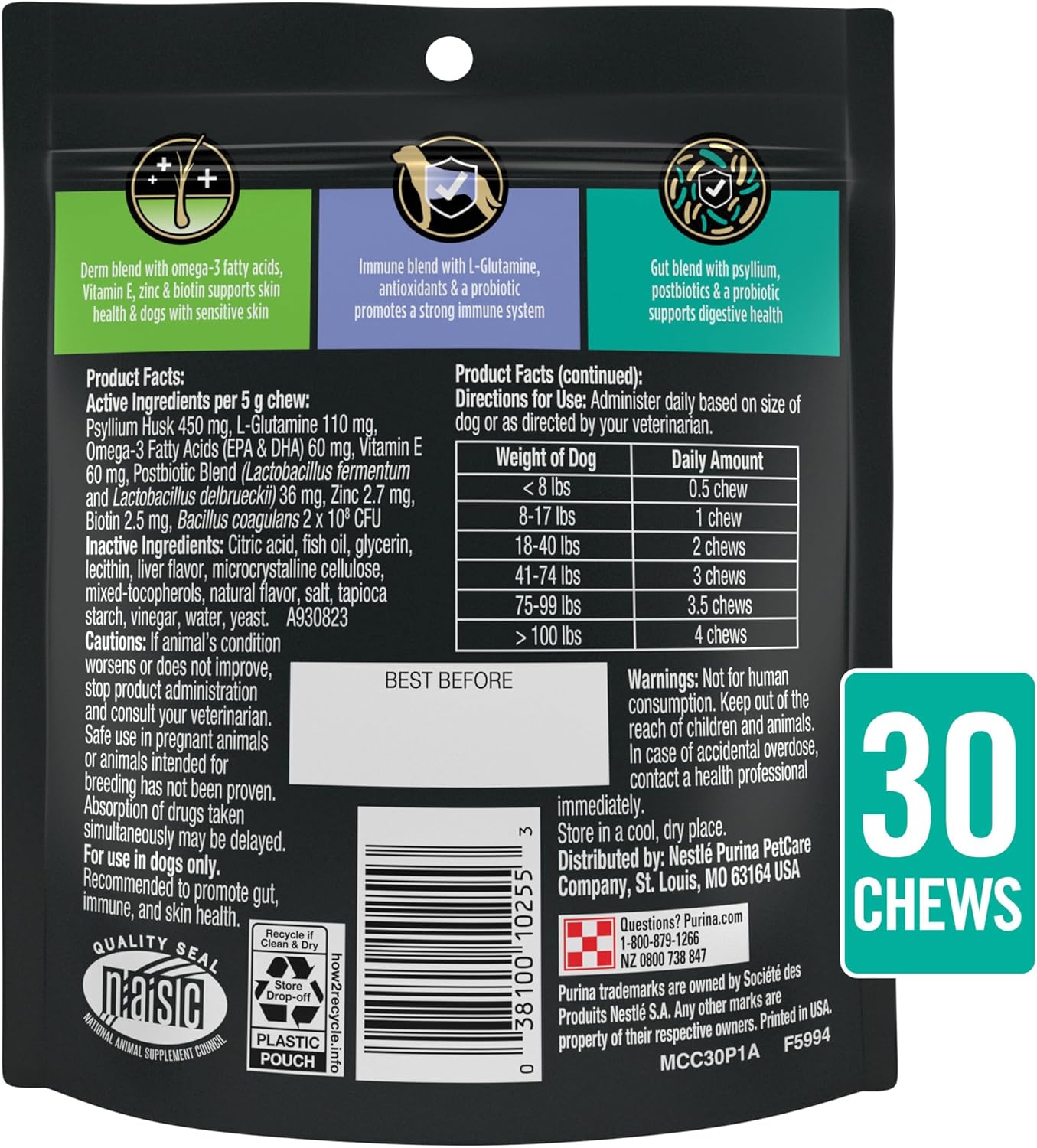 Purina Pro Plan Veterinary Supplements Multi Care Dog Supplements - 30 ct. Pouch