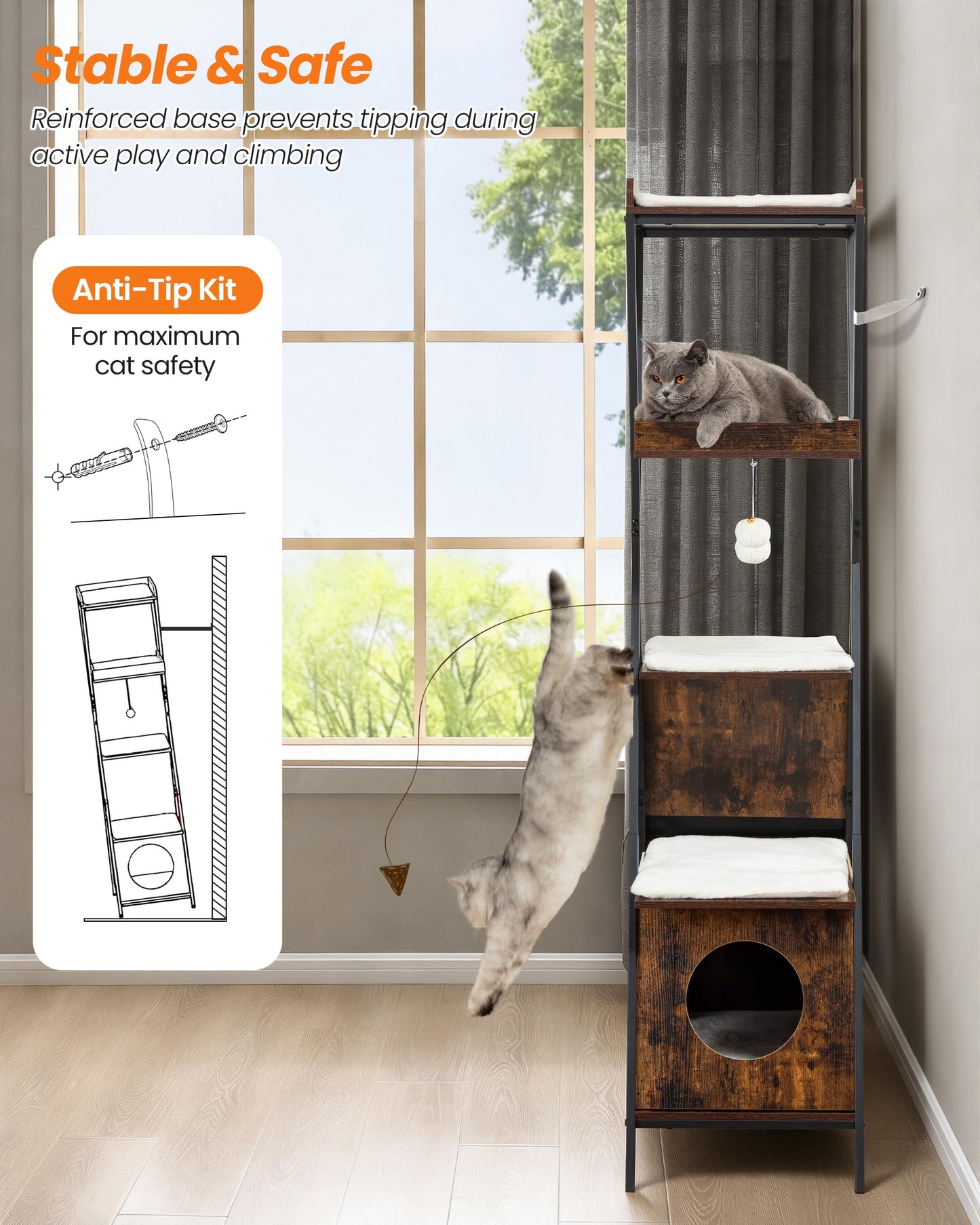 Feliskyn Modern Wood Cat Tree Tower for Indoor Cats. Chosen for real quality, fits naturally into