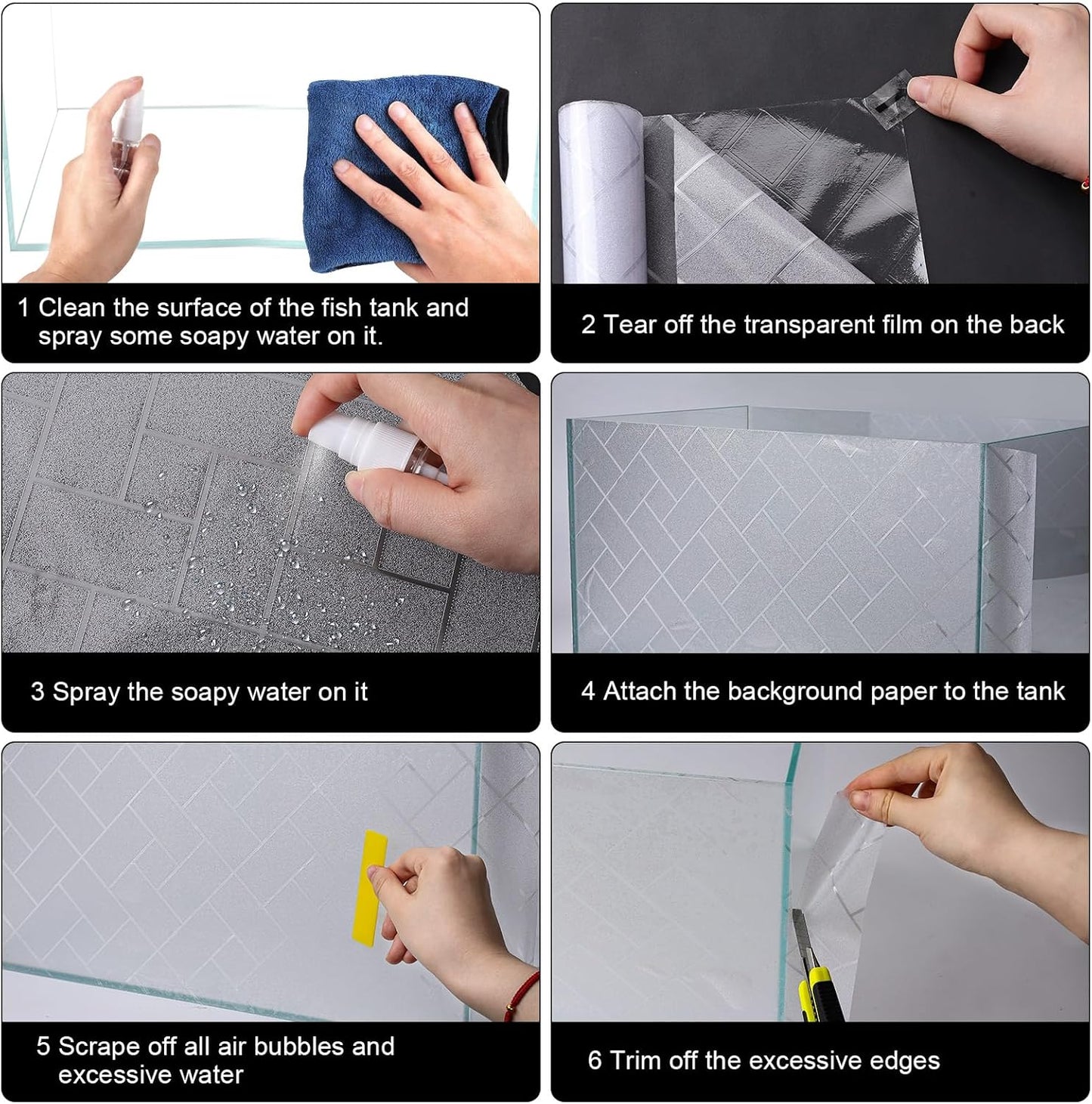 Aquarium Background Paper Decor Fish Tank Backdrop Wallpaper Electrostatic Adhesive, No Glue, Easy to Install, Reusable (23.6“H×78.7”L, Grid Transparent)